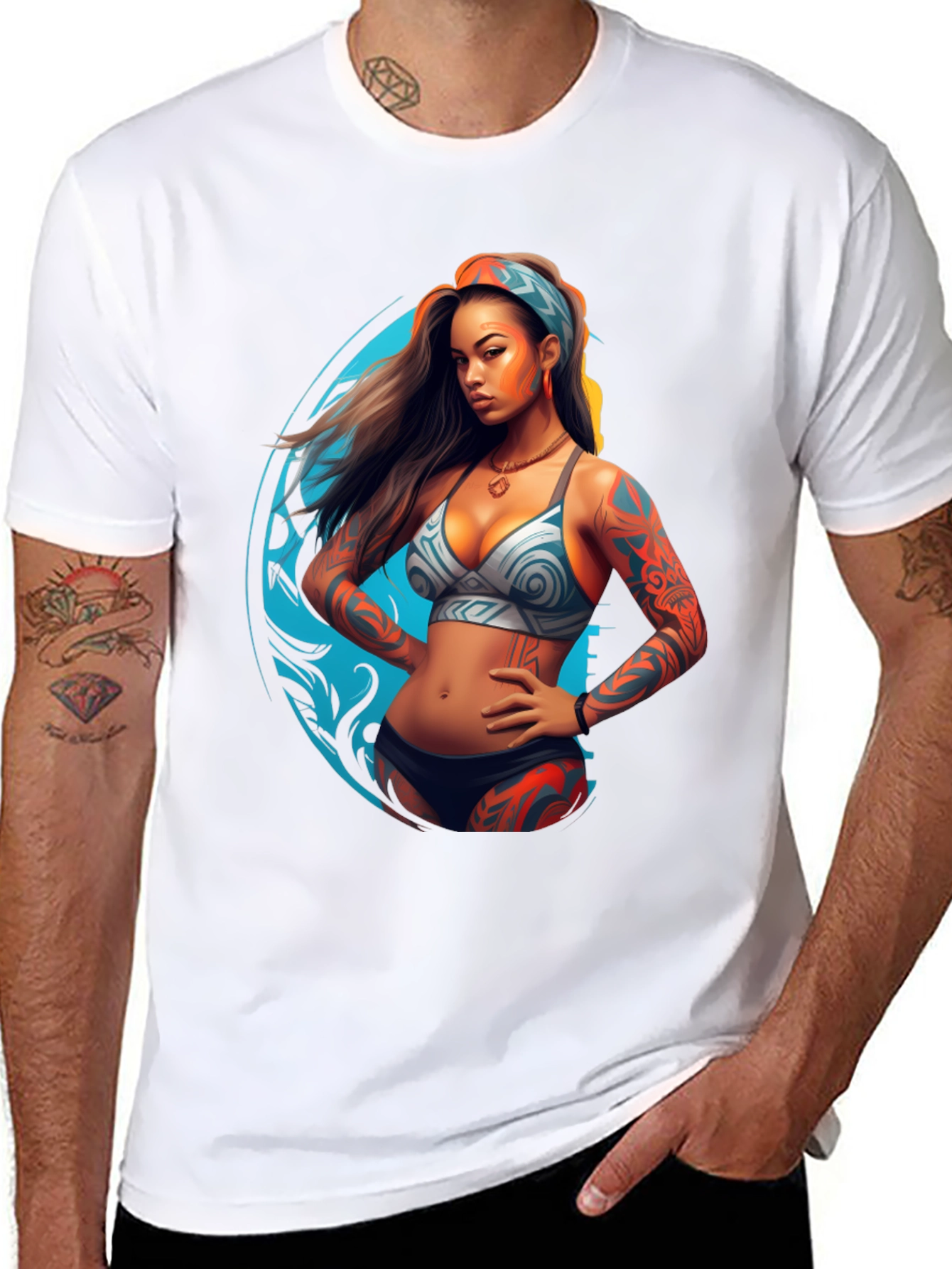 Tattooed Woman Graphic Black Tee