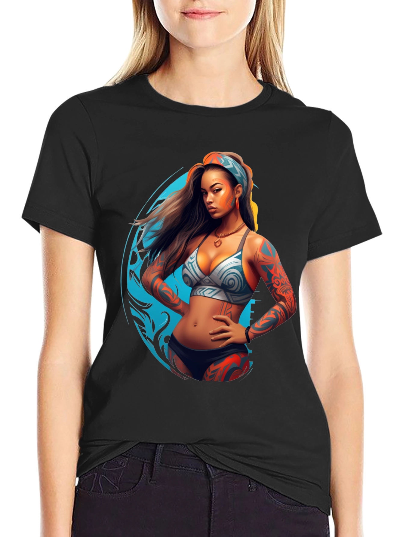 Tattooed Woman Graphic Black Tee