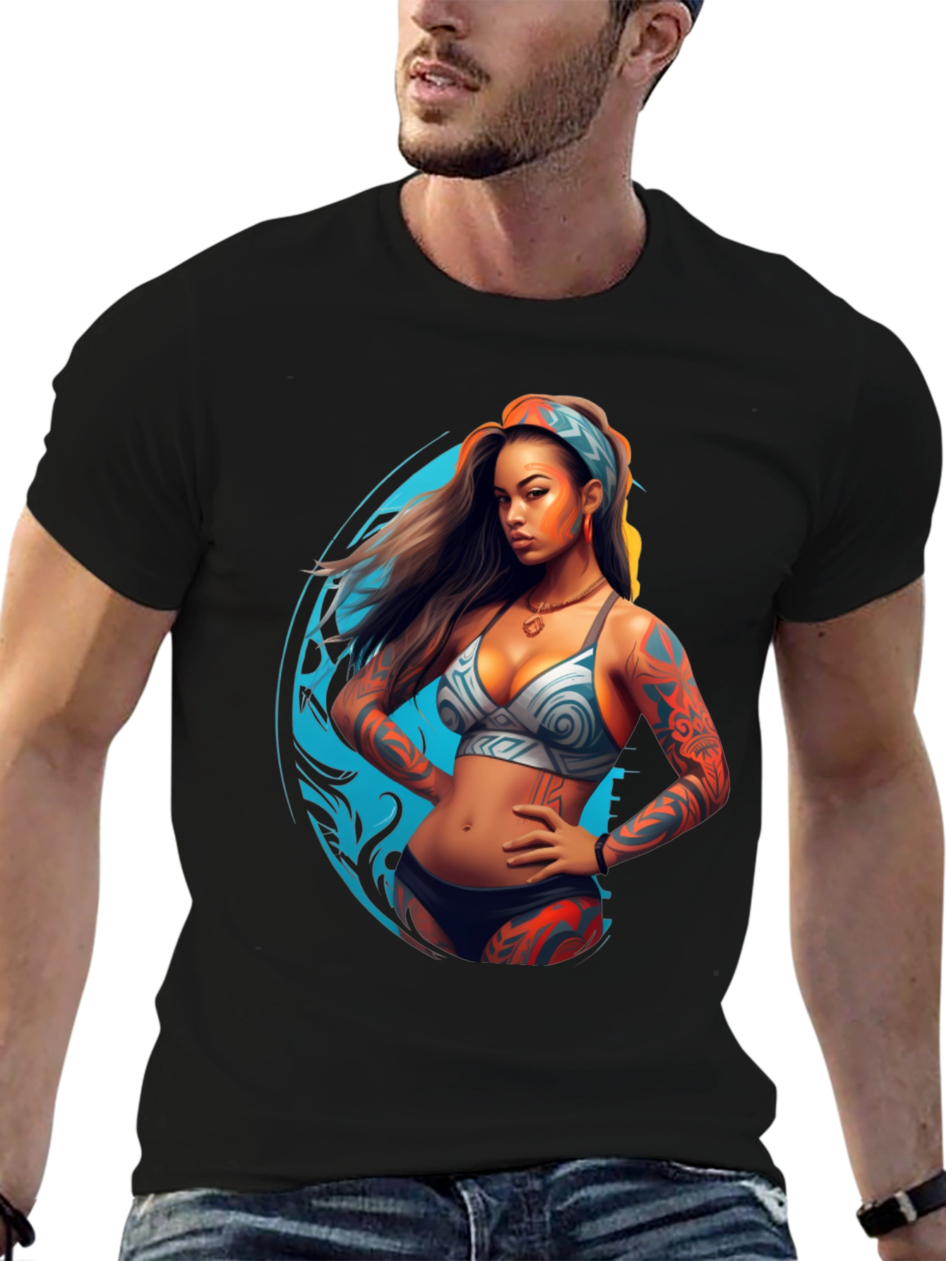 Tattooed Woman Graphic Black Tee