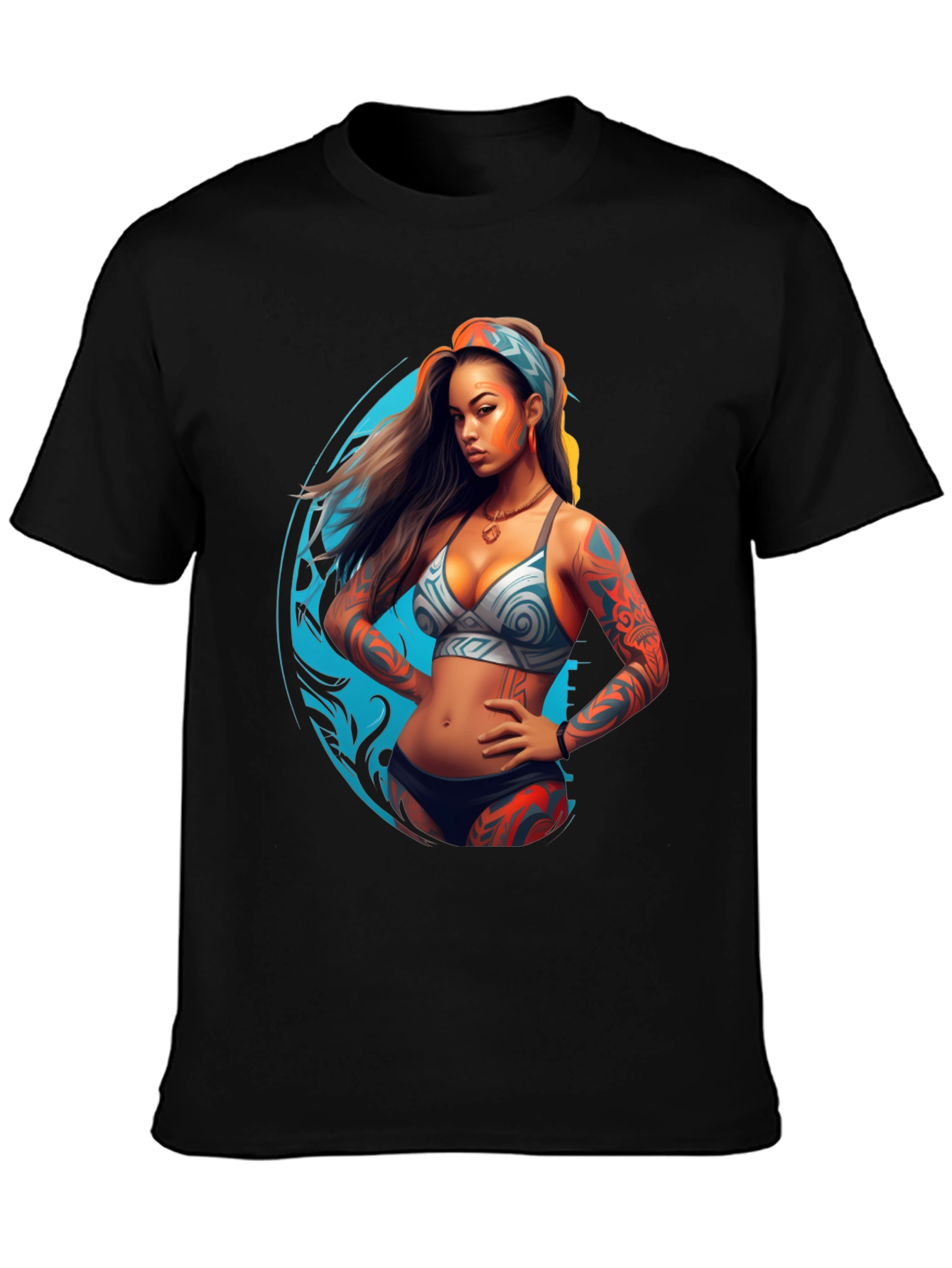 Tattooed Woman Graphic Black Tee
