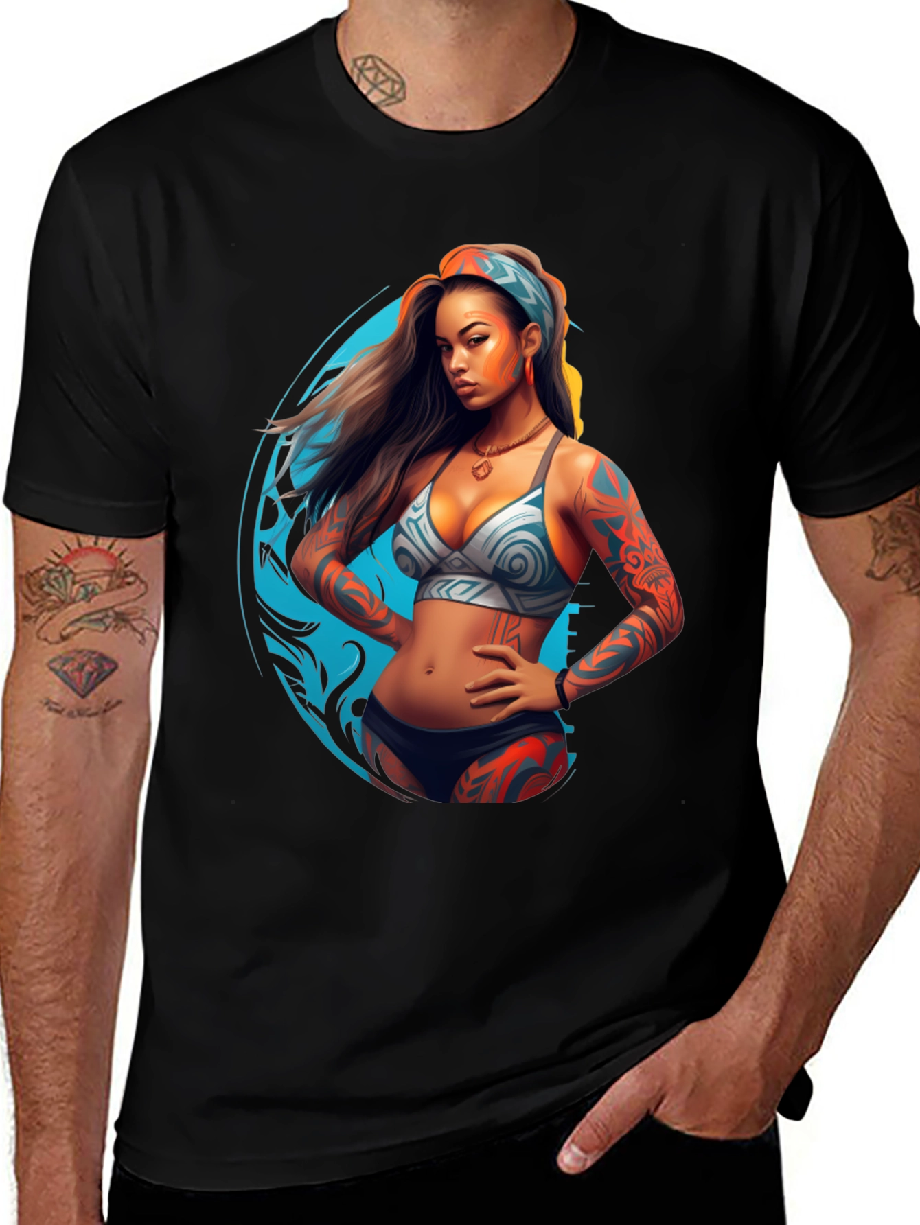 Tattooed Woman Graphic Black Tee