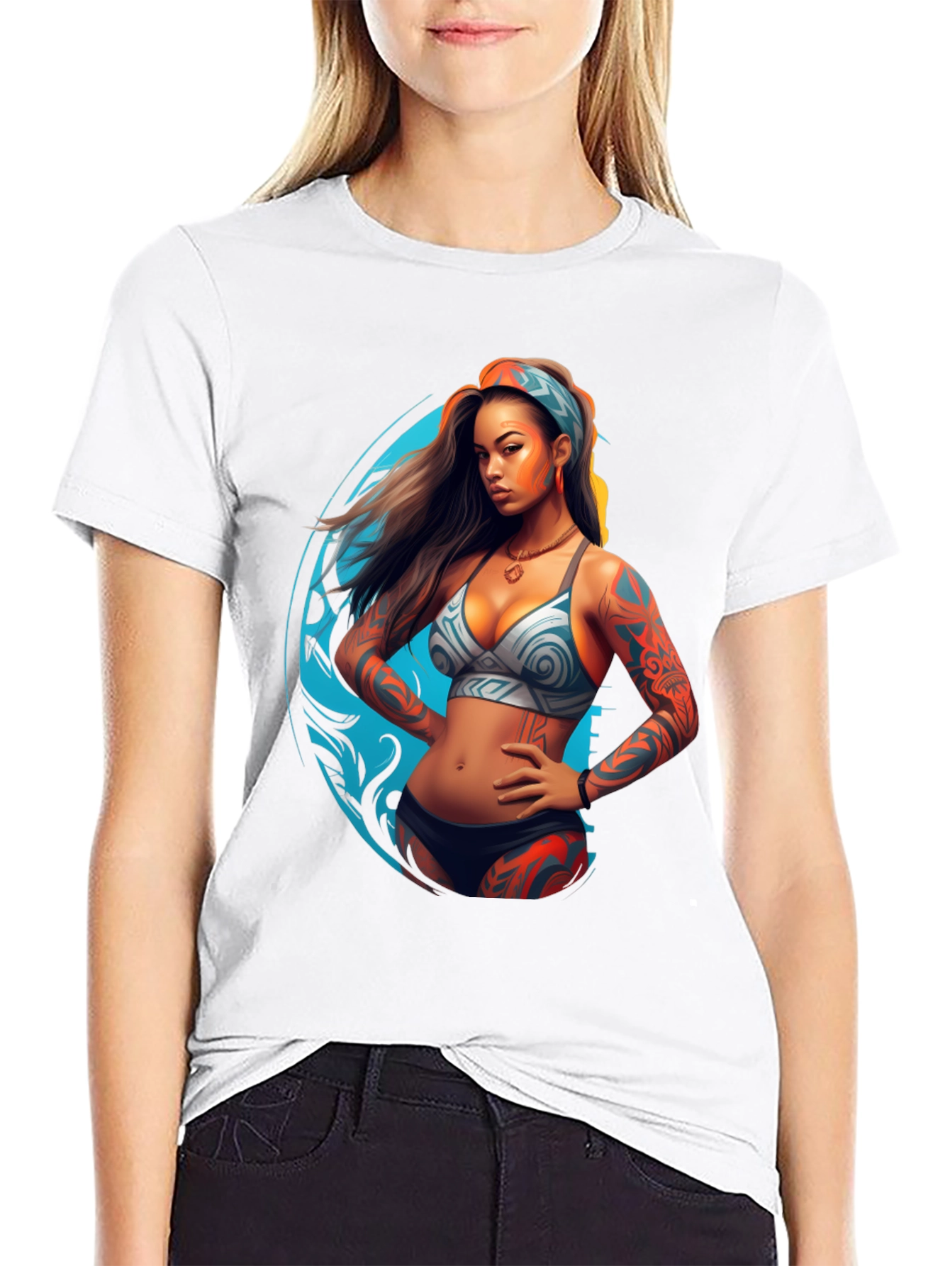 Tattooed Woman Graphic Black Tee