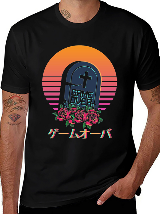 Game Over Tombstone T-Shirt - Vaporwave Aesthetic