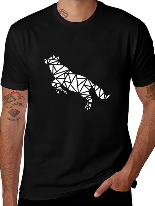Geometric Dog Graphic Tee - Modern Minimalist Design