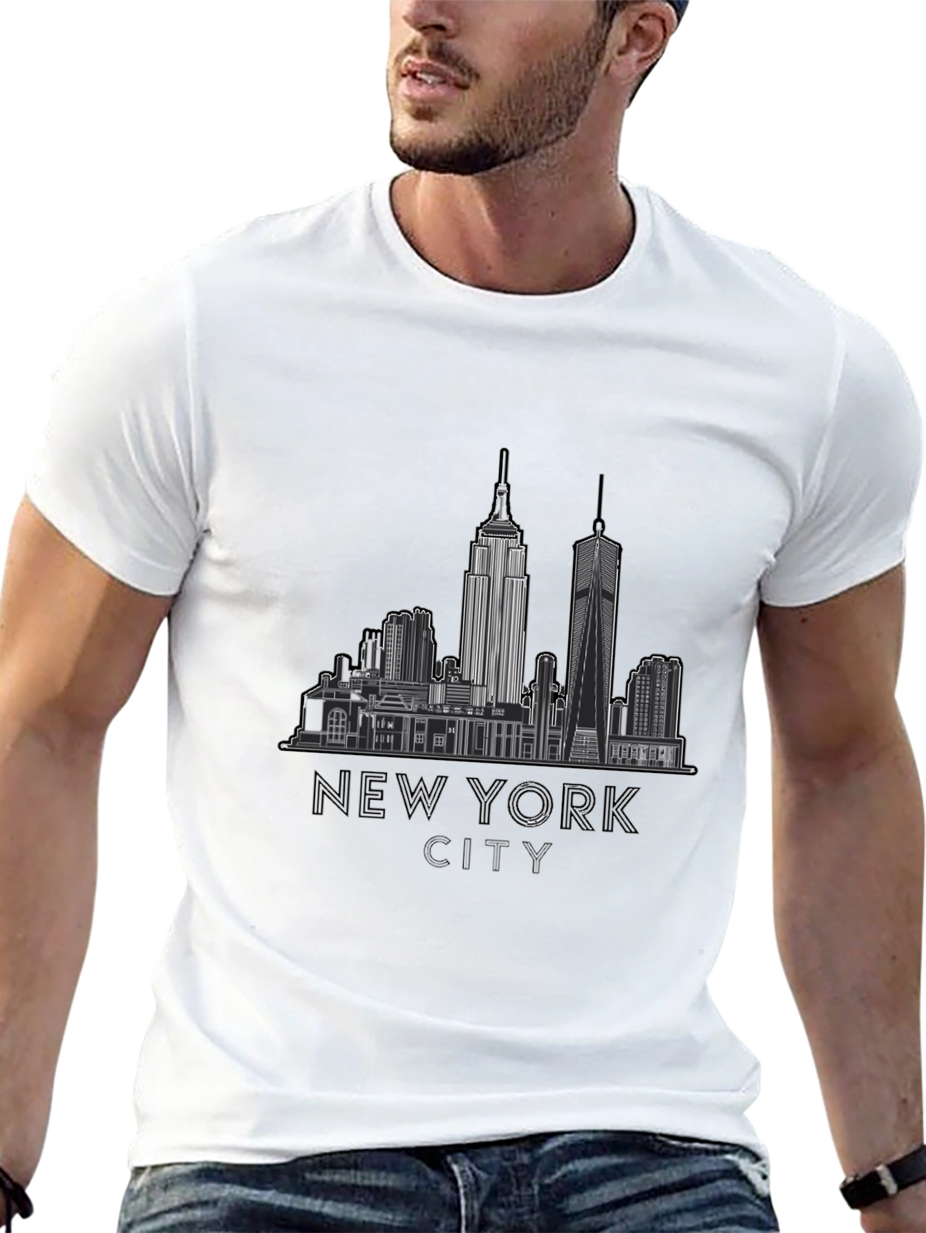 NYC Skyline Graphic T-Shirt - Black