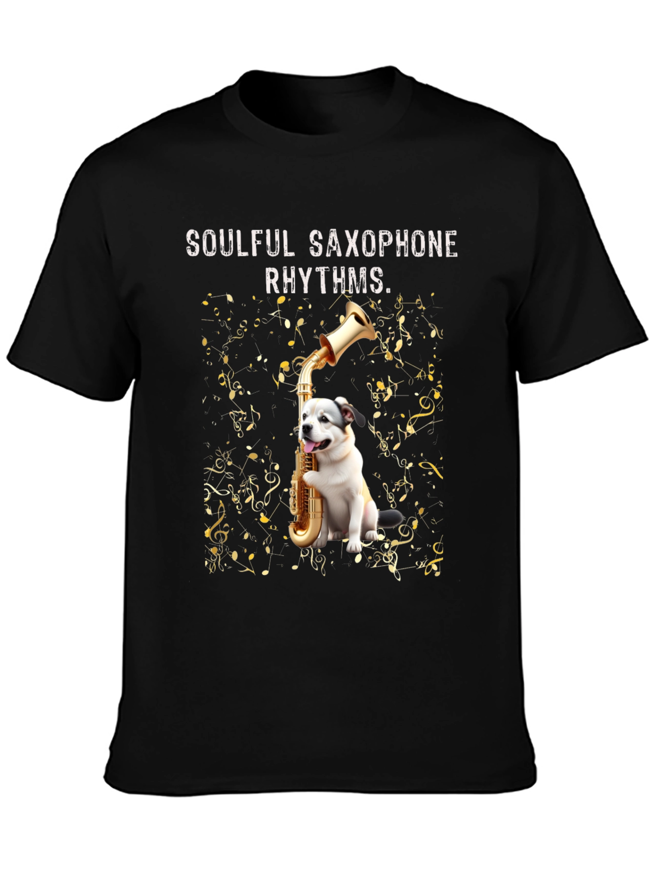 Soulful Saxophone Dog Graphic Tee
