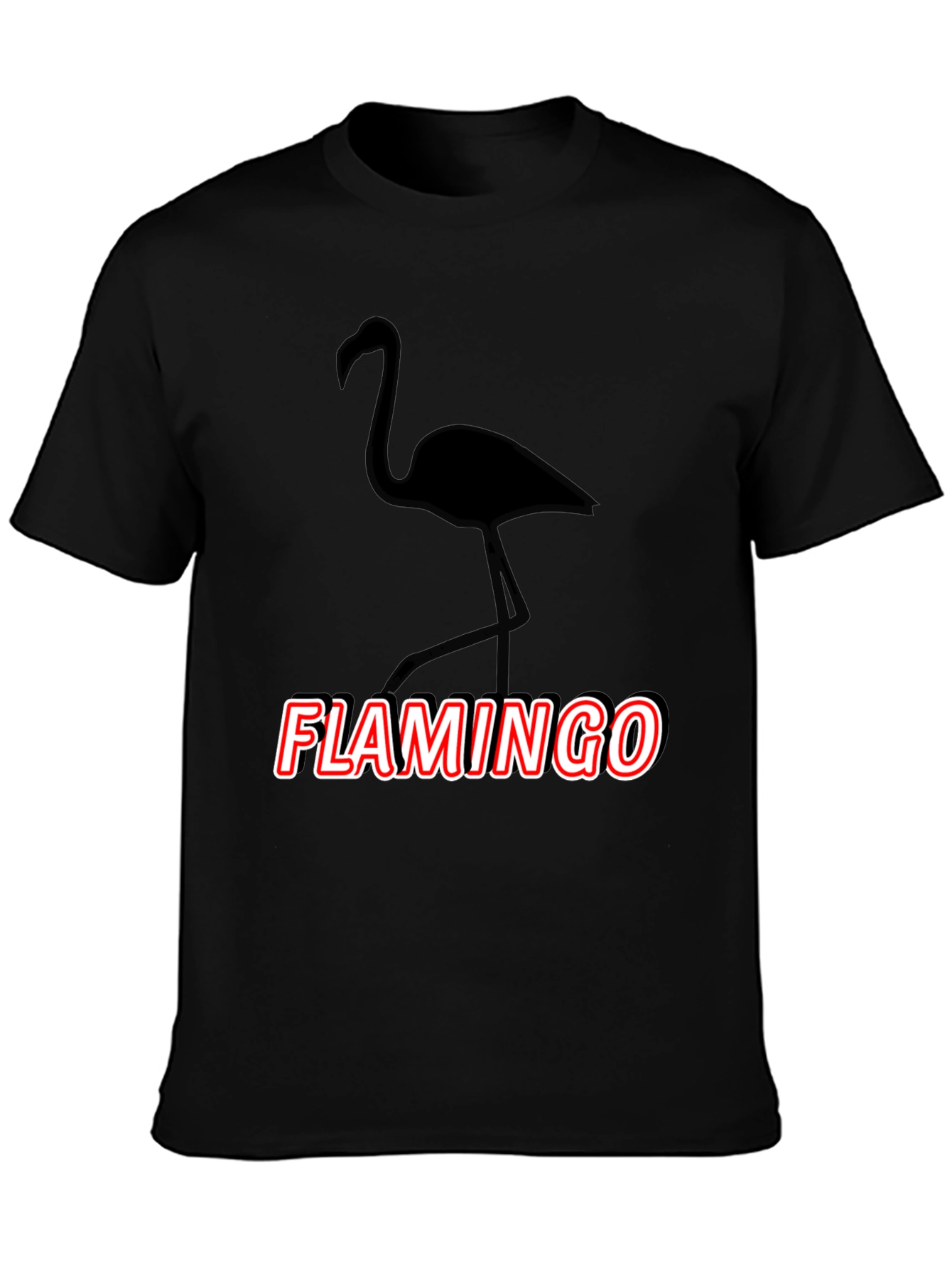 Flamingo Graphic Tee - Black Casual Cotton T-Shirt