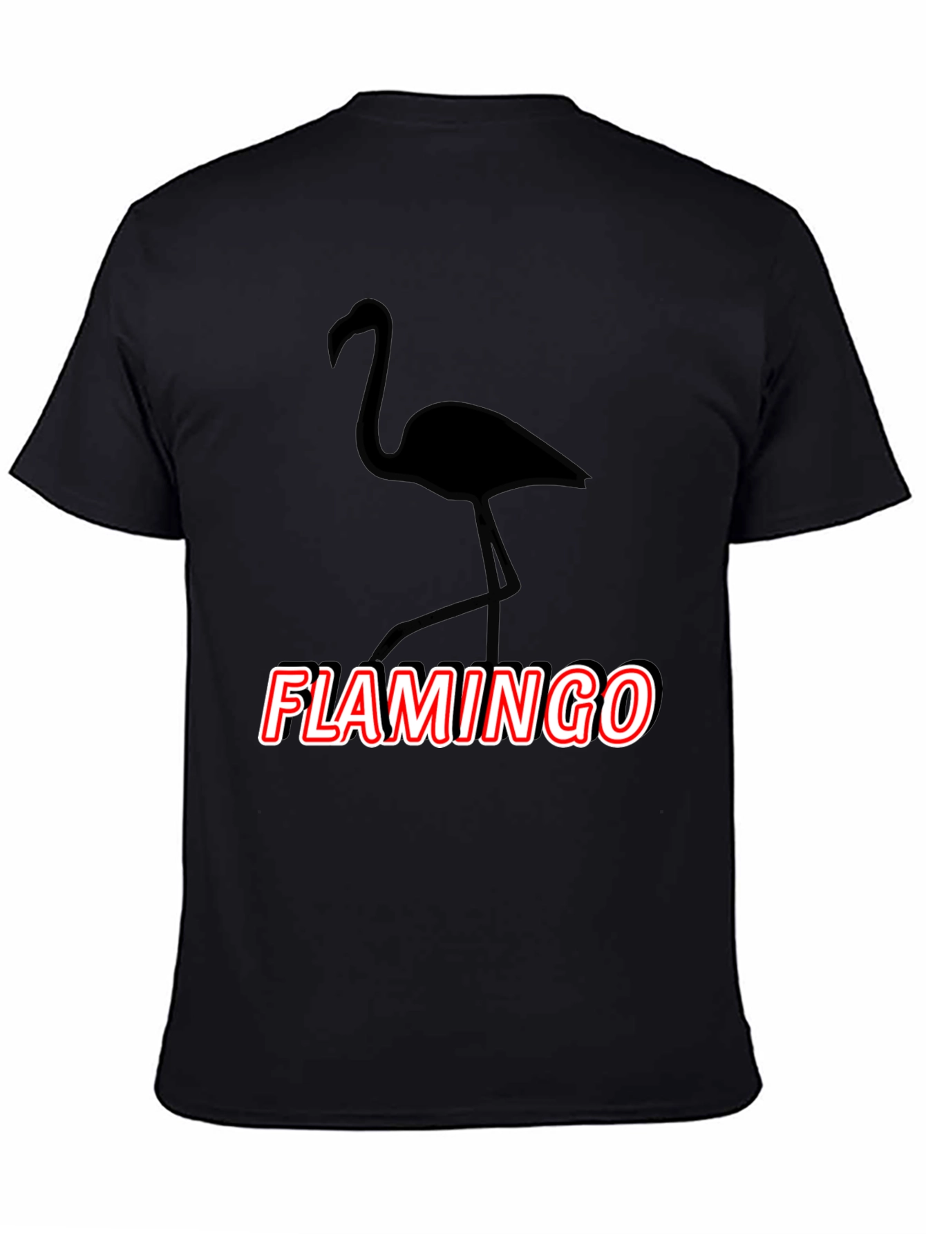 Flamingo Graphic Tee - Black Casual Cotton T-Shirt