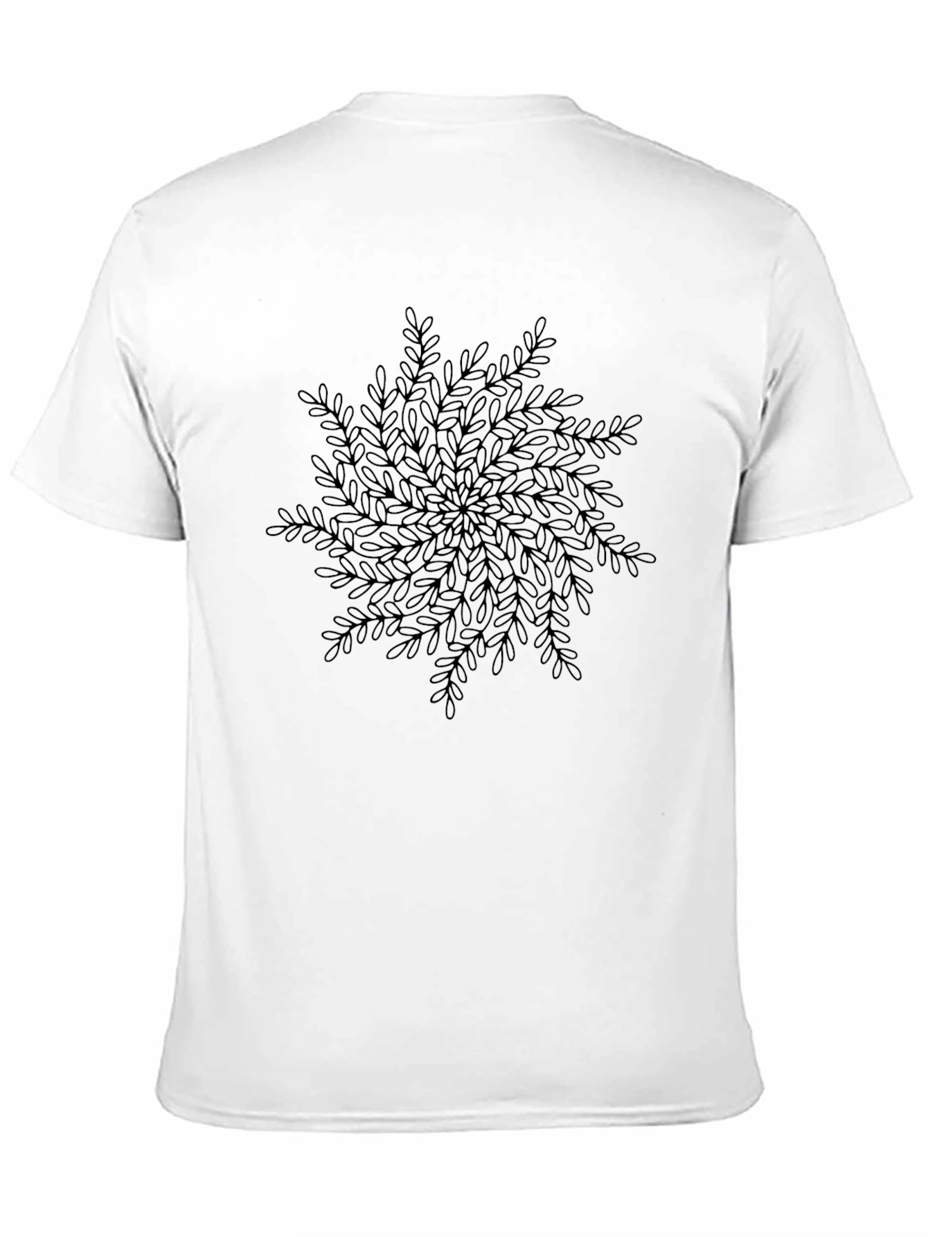 Black Mandala Leaf Print Crew Neck T-Shirt