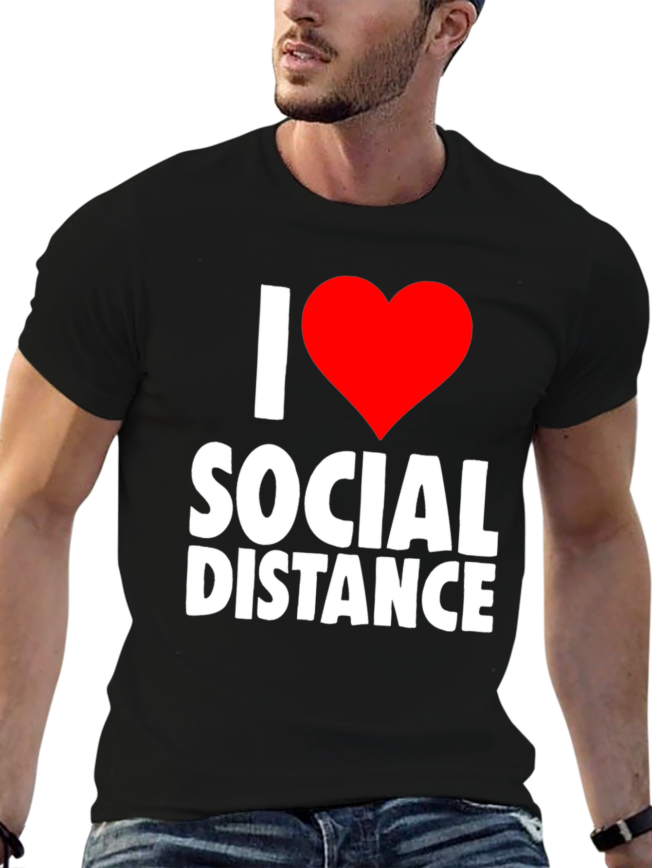 I Heart Social Distance Black Graphic T-Shirt