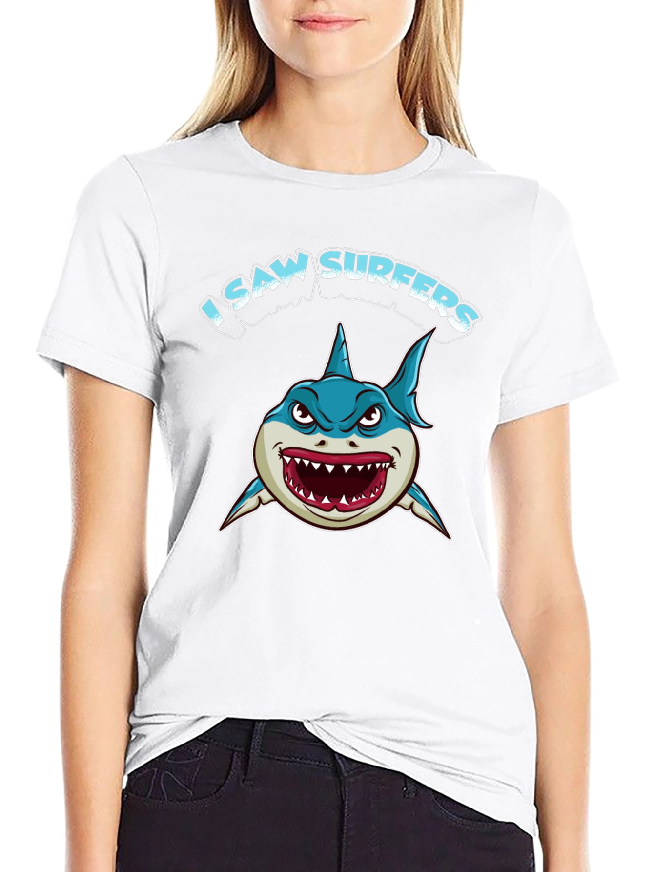 I Saw Surfers Shark Graphic Tee - Black