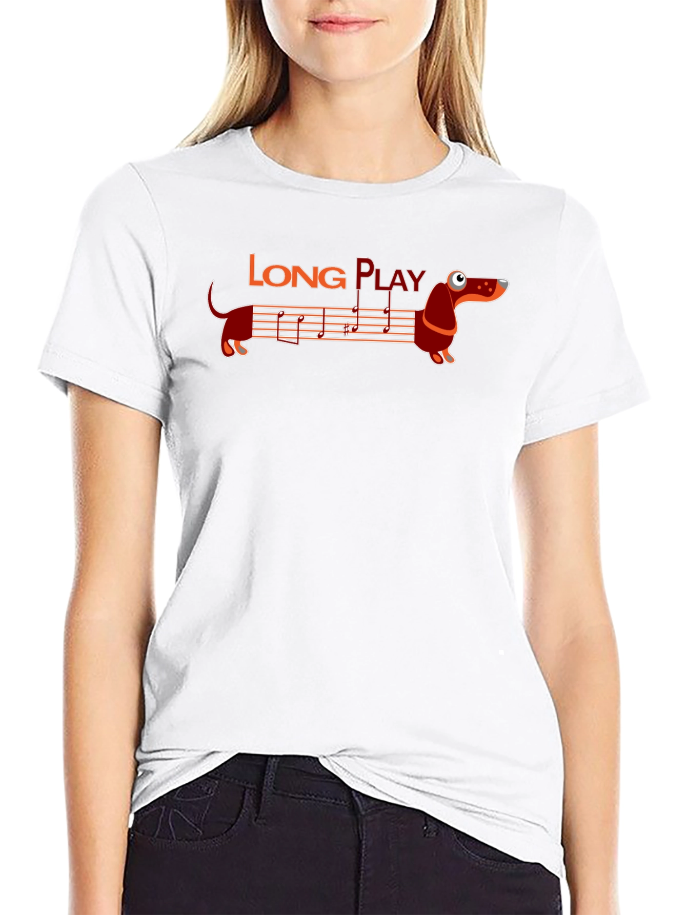 Long Play Dachshund Graphic Tee - Music Lovers Shirt