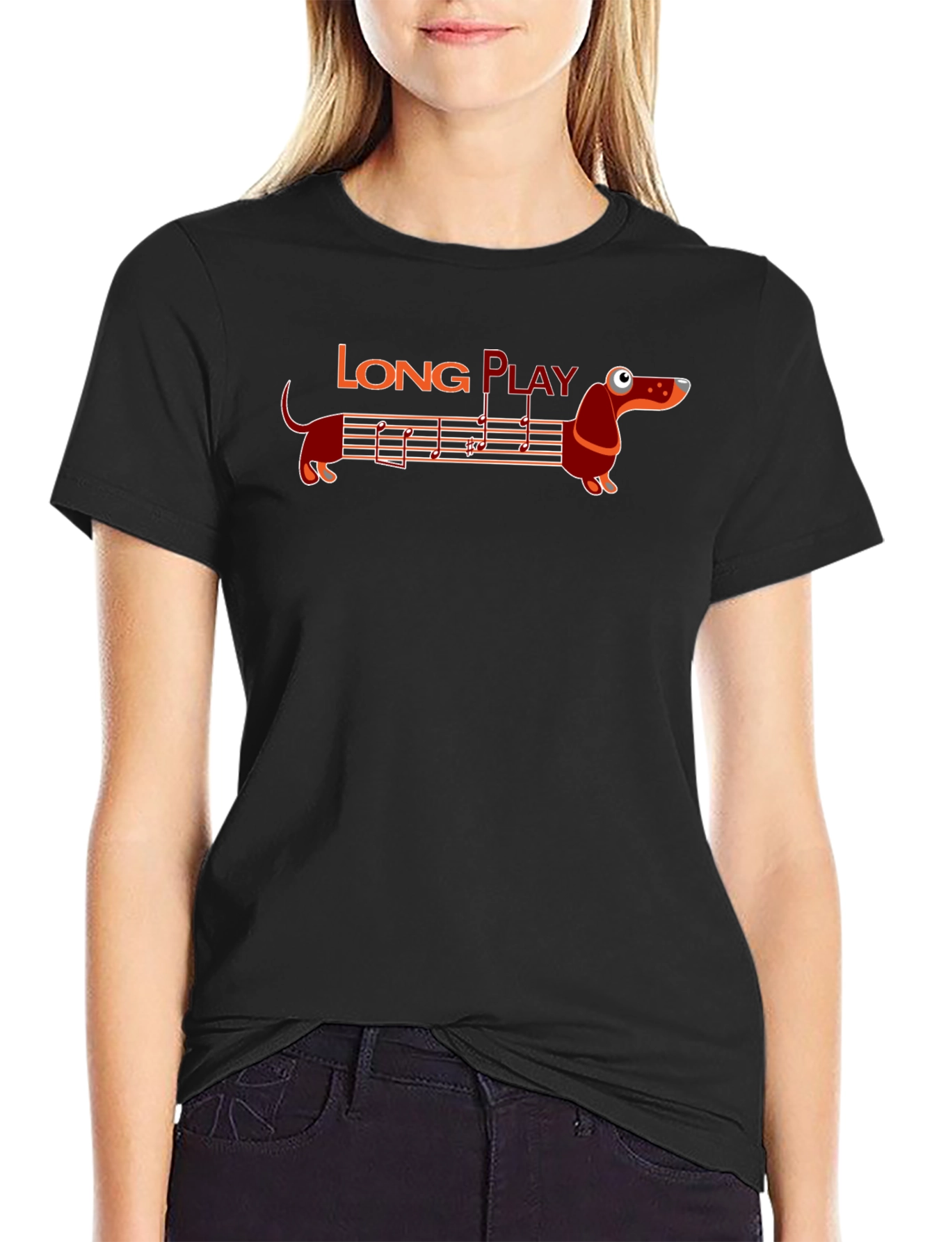 Long Play Dachshund Graphic Tee - Music Lovers Shirt
