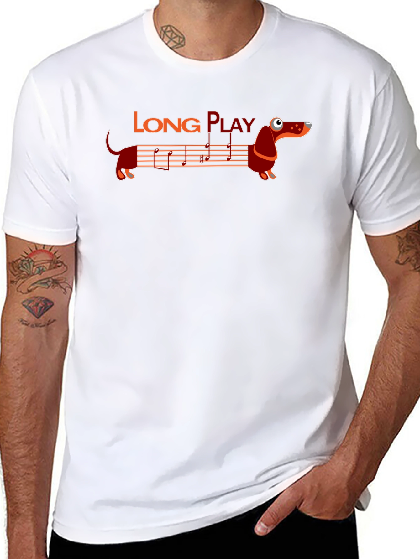 Long Play Dachshund Graphic Tee - Music Lovers Shirt