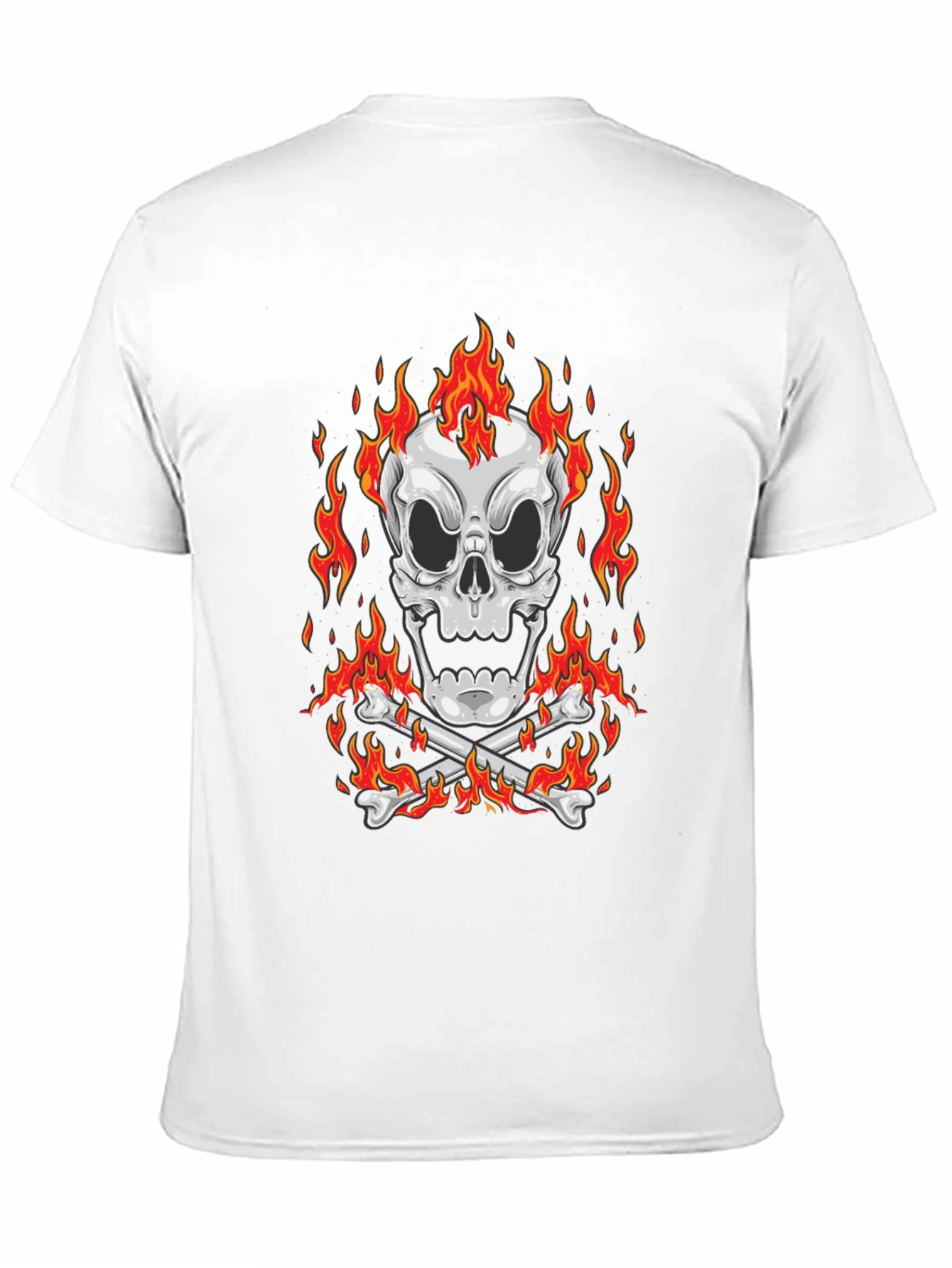 Flaming Skull Graphic Black T-Shirt
