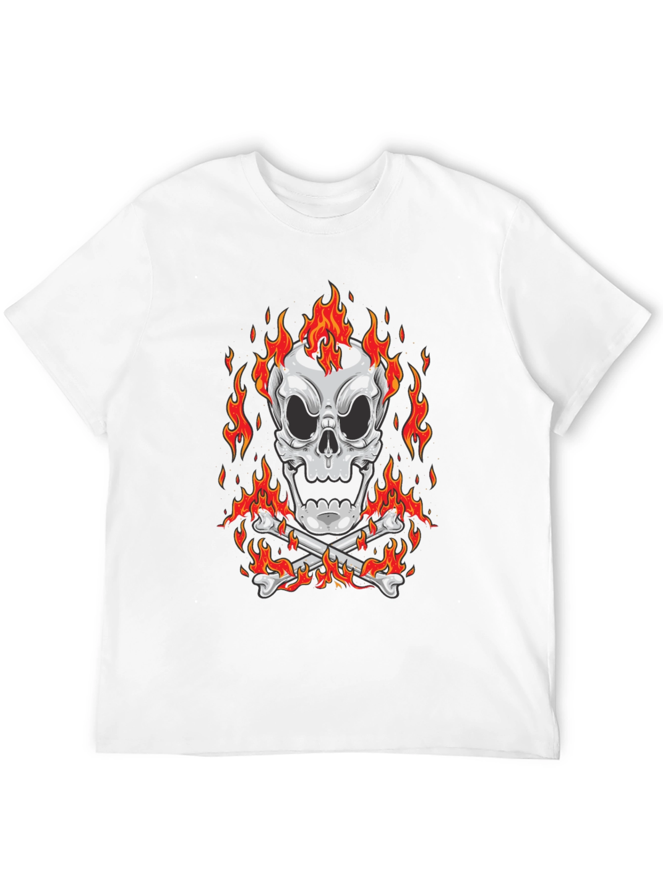 Flaming Skull Graphic Black T-Shirt