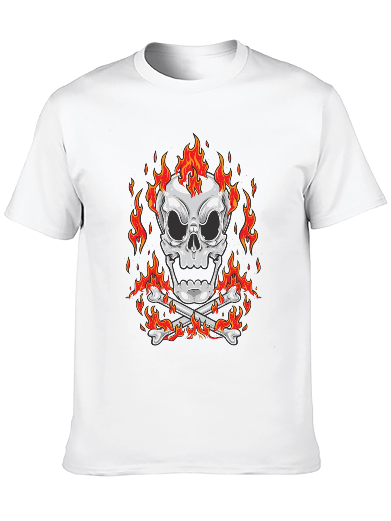 Flaming Skull Graphic Black T-Shirt
