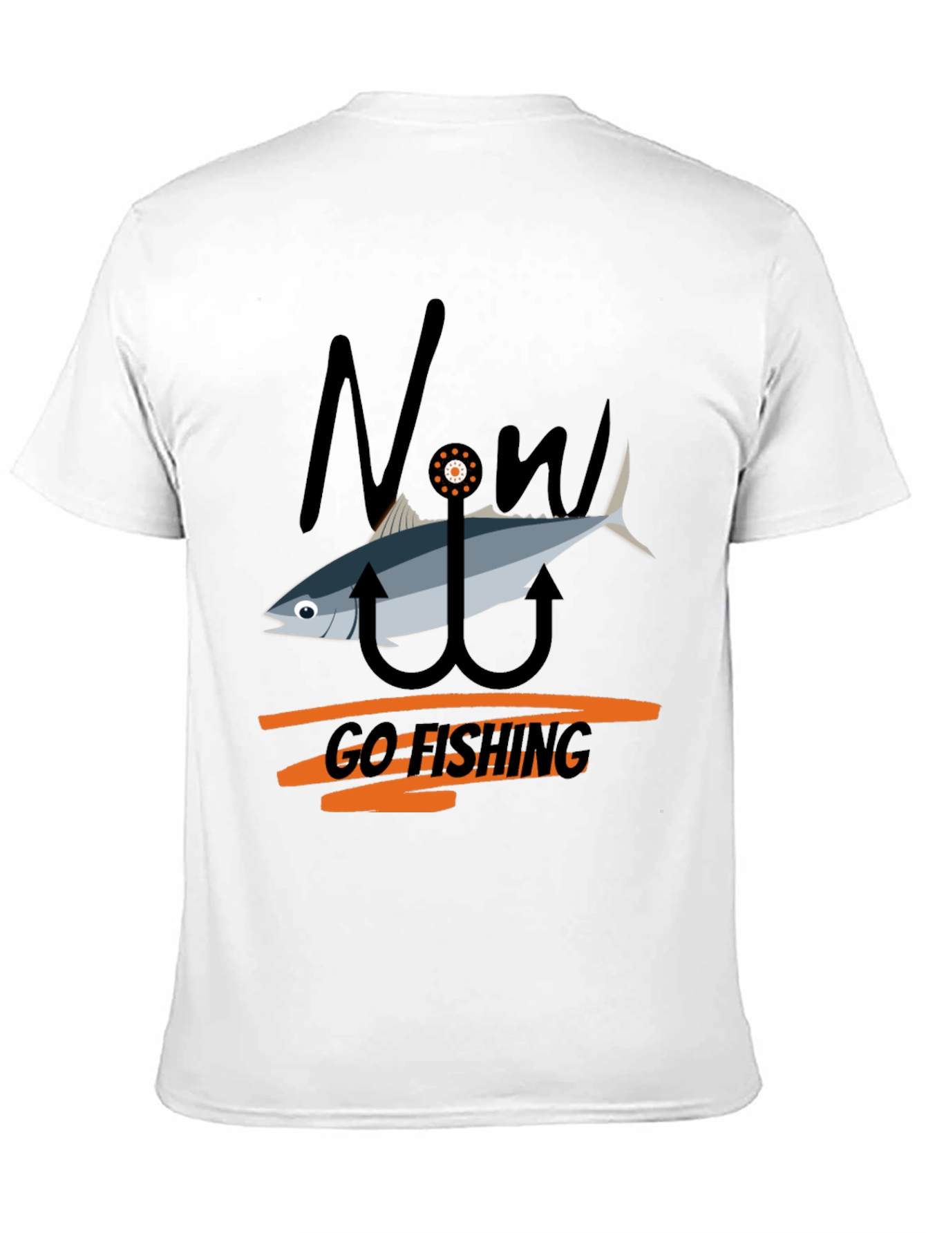 Now Go Fishing Black Graphic Tee