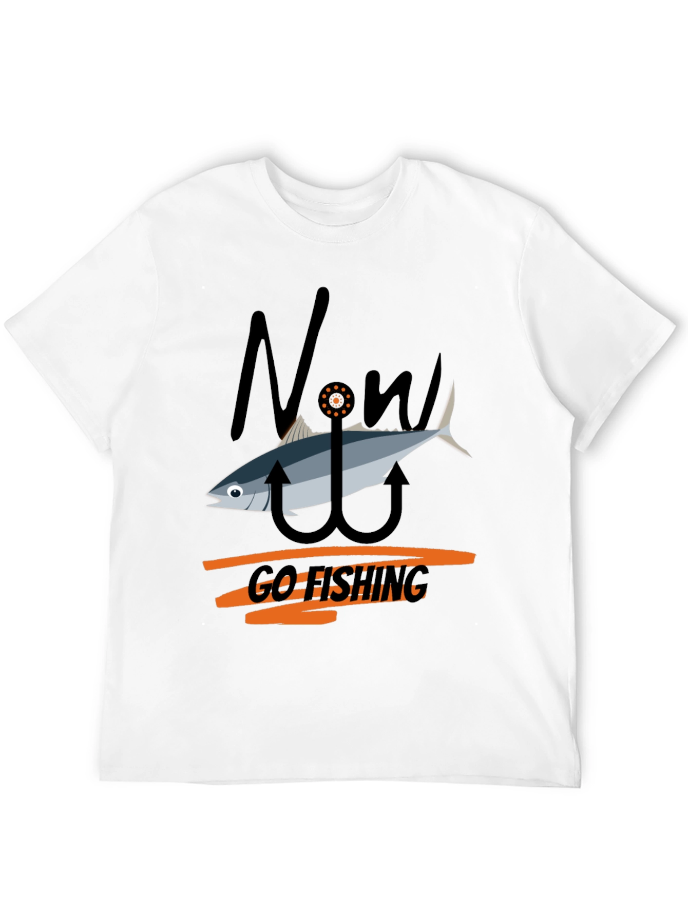 Now Go Fishing Black Graphic Tee
