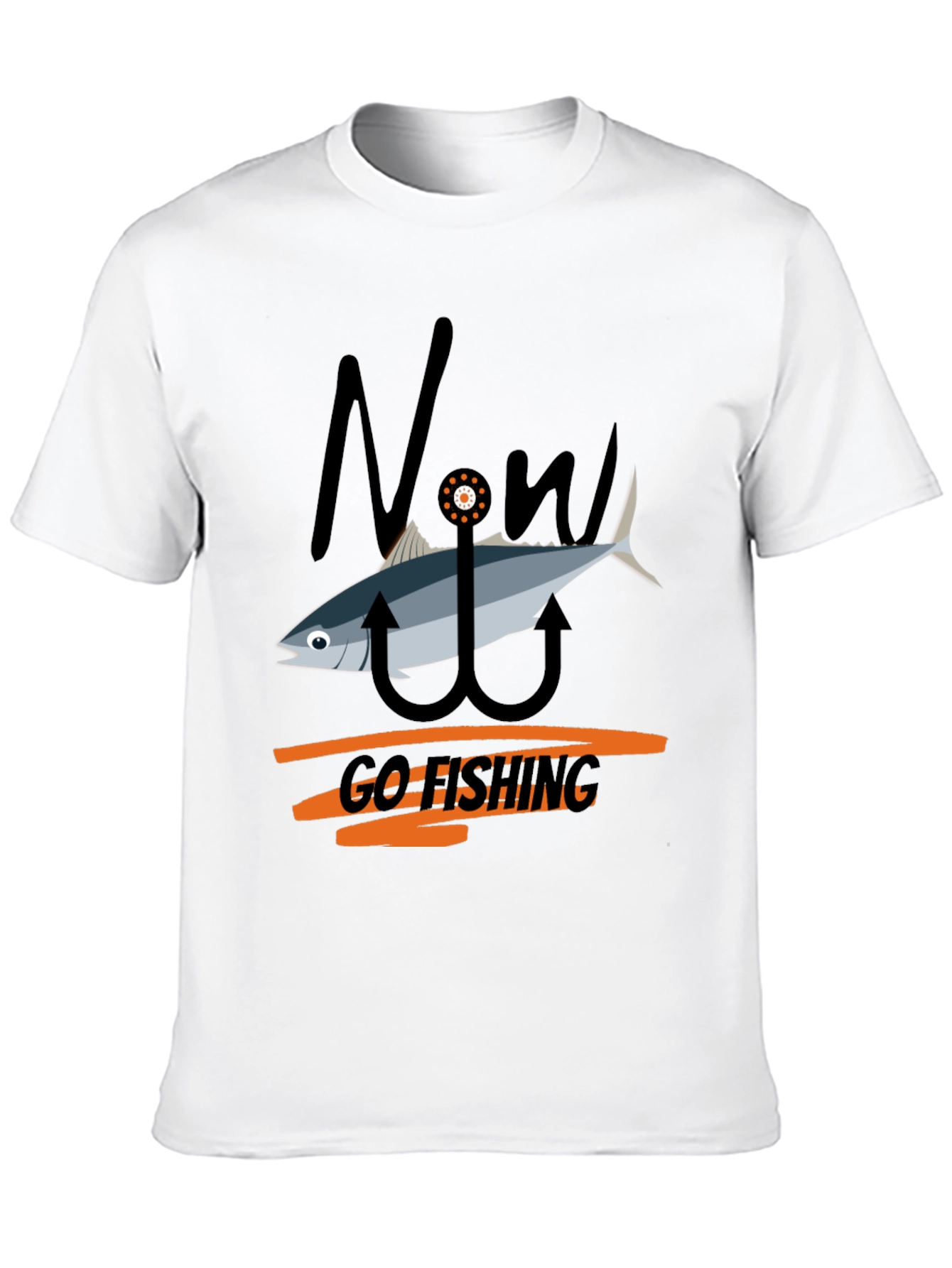 Now Go Fishing Black Graphic Tee