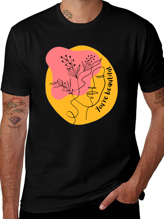 Abstract Face Graphic Black T-Shirt - Youre Beautiful