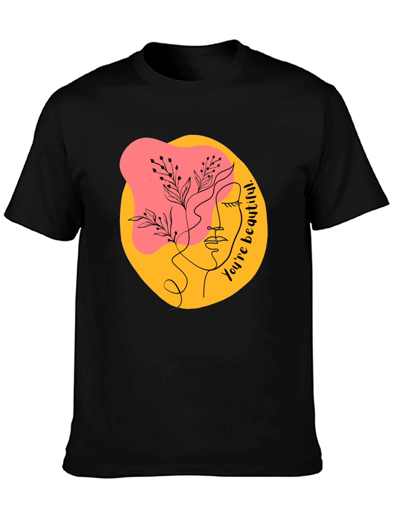 Abstract Face Graphic Black T-Shirt - Youre Beautiful