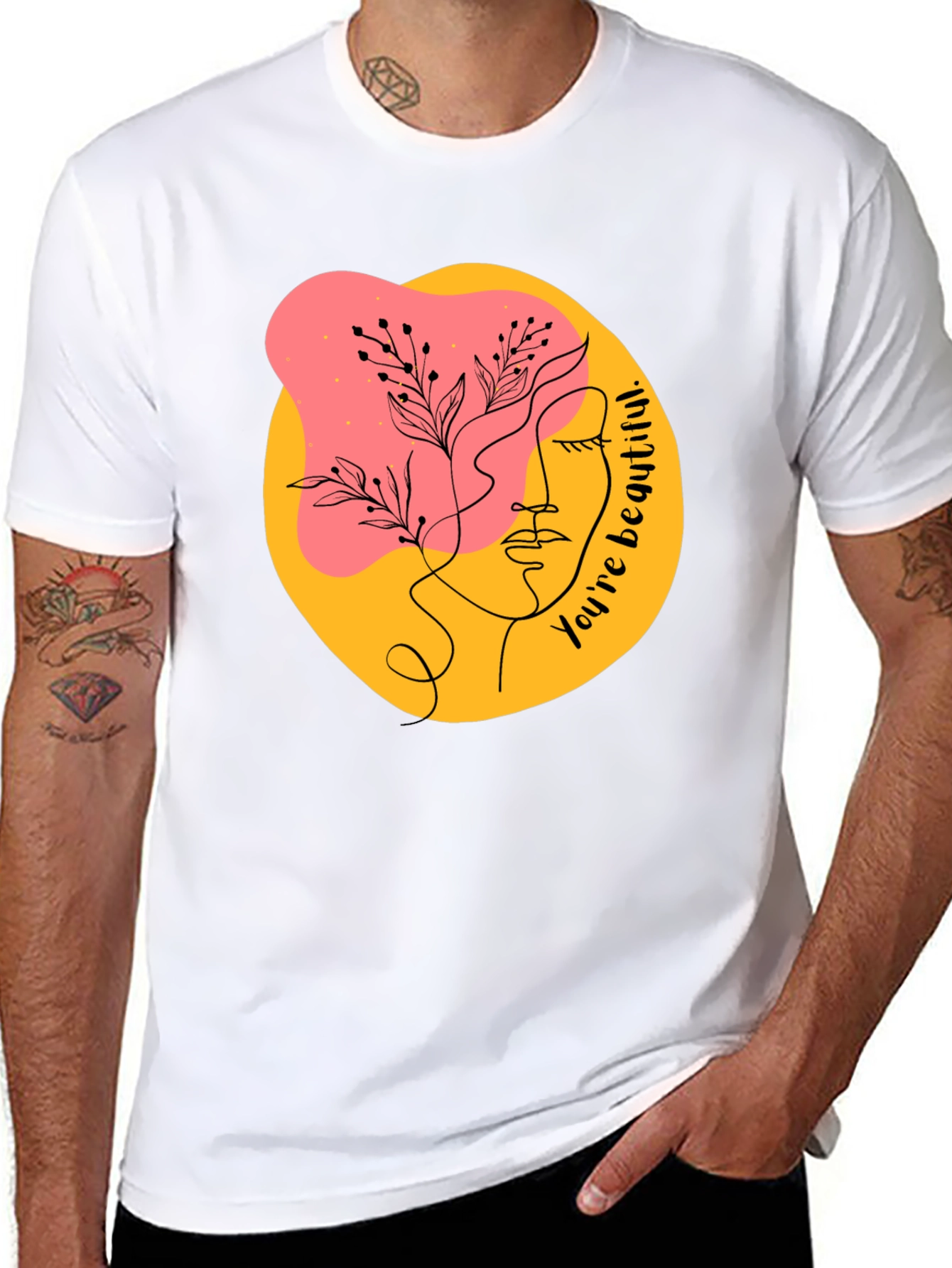 Abstract Face Graphic Black T-Shirt - Youre Beautiful
