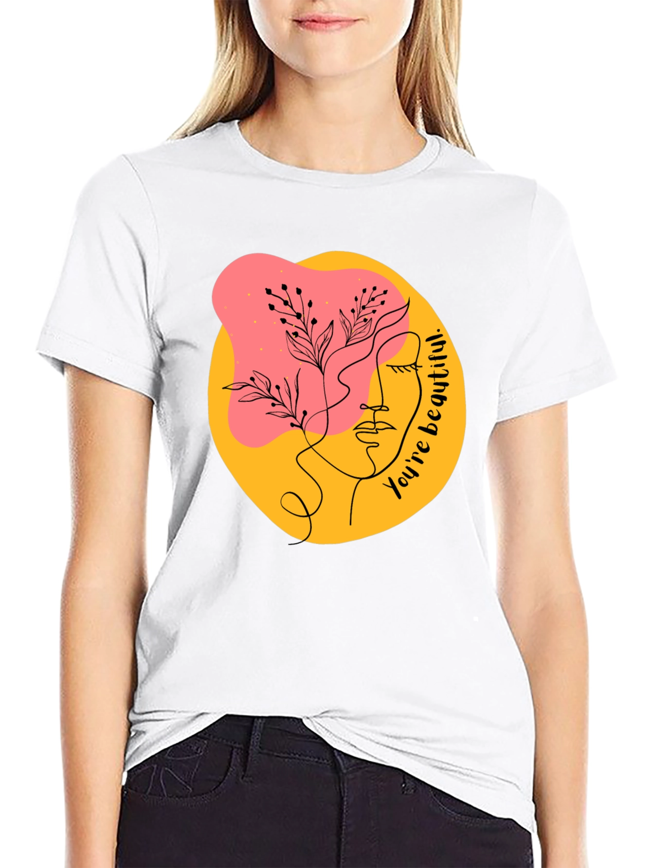 Abstract Face Graphic Black T-Shirt - Youre Beautiful