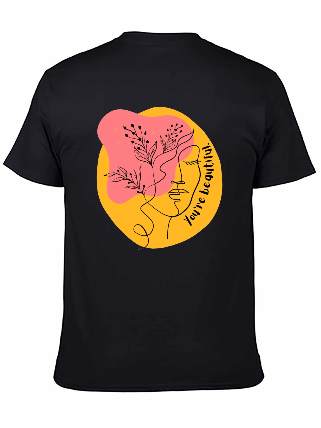 Abstract Face Graphic Black T-Shirt - Youre Beautiful