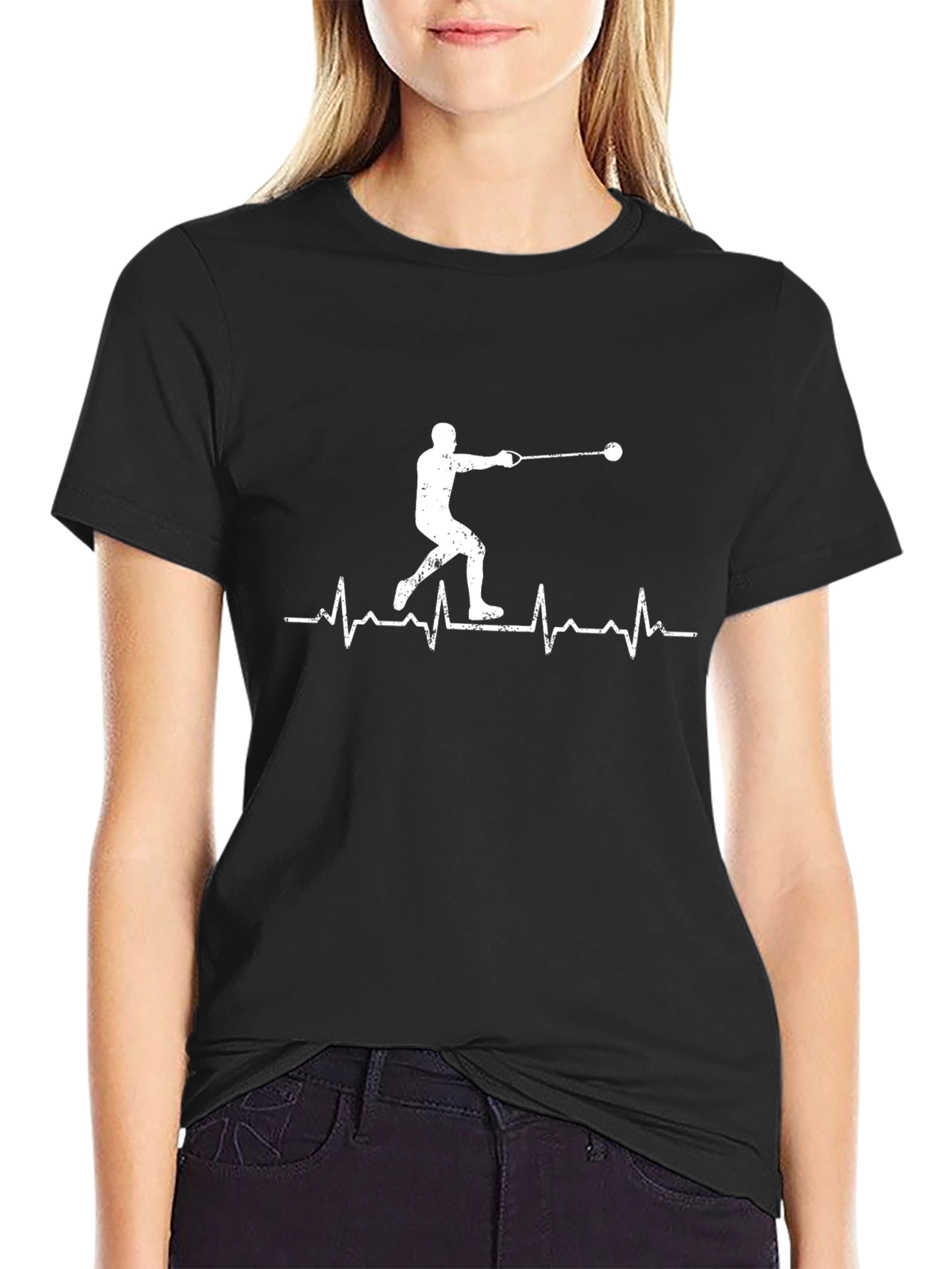 Hammer Throw Heartbeat T-Shirt - Black