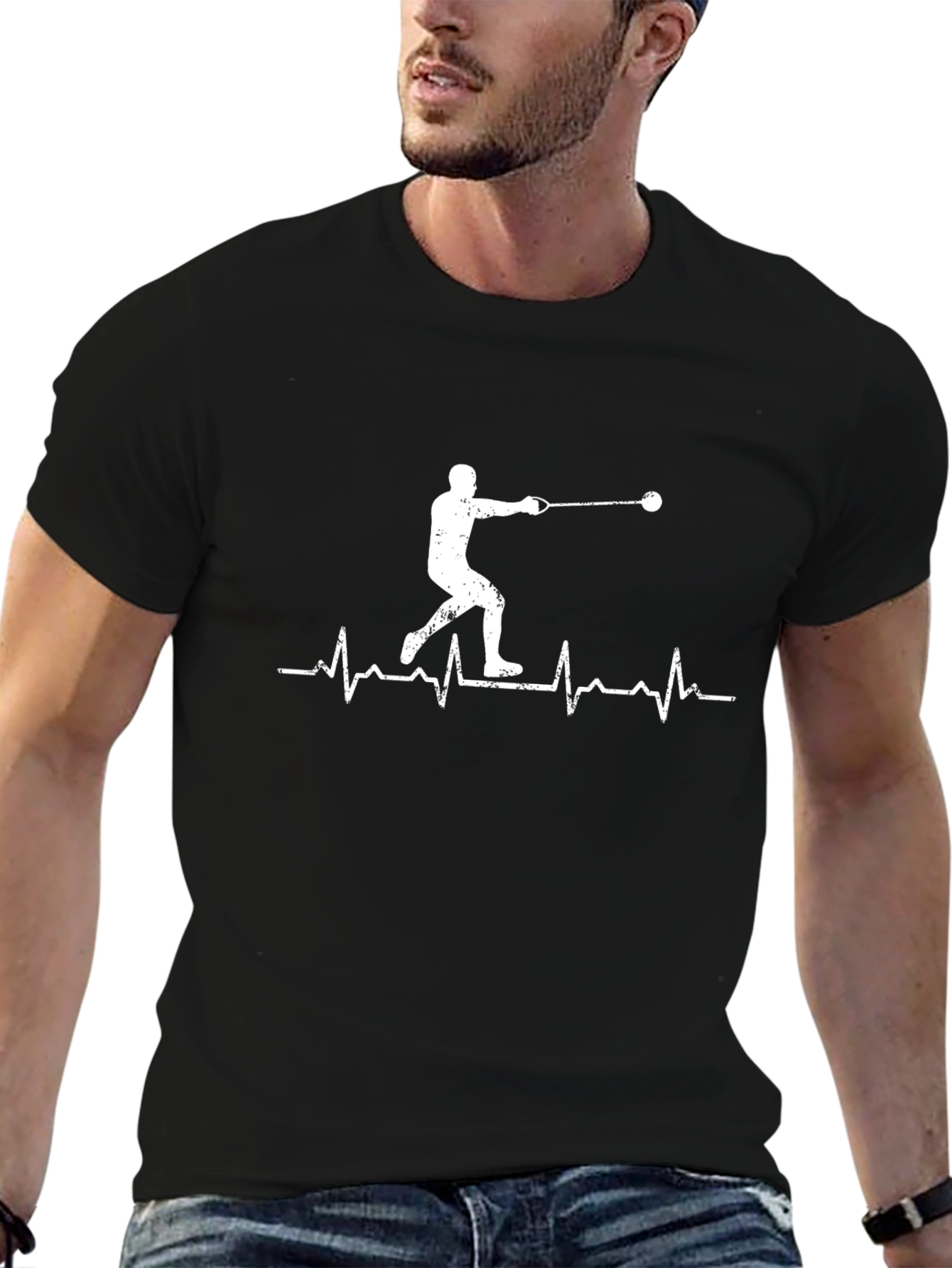 Hammer Throw Heartbeat T-Shirt - Black