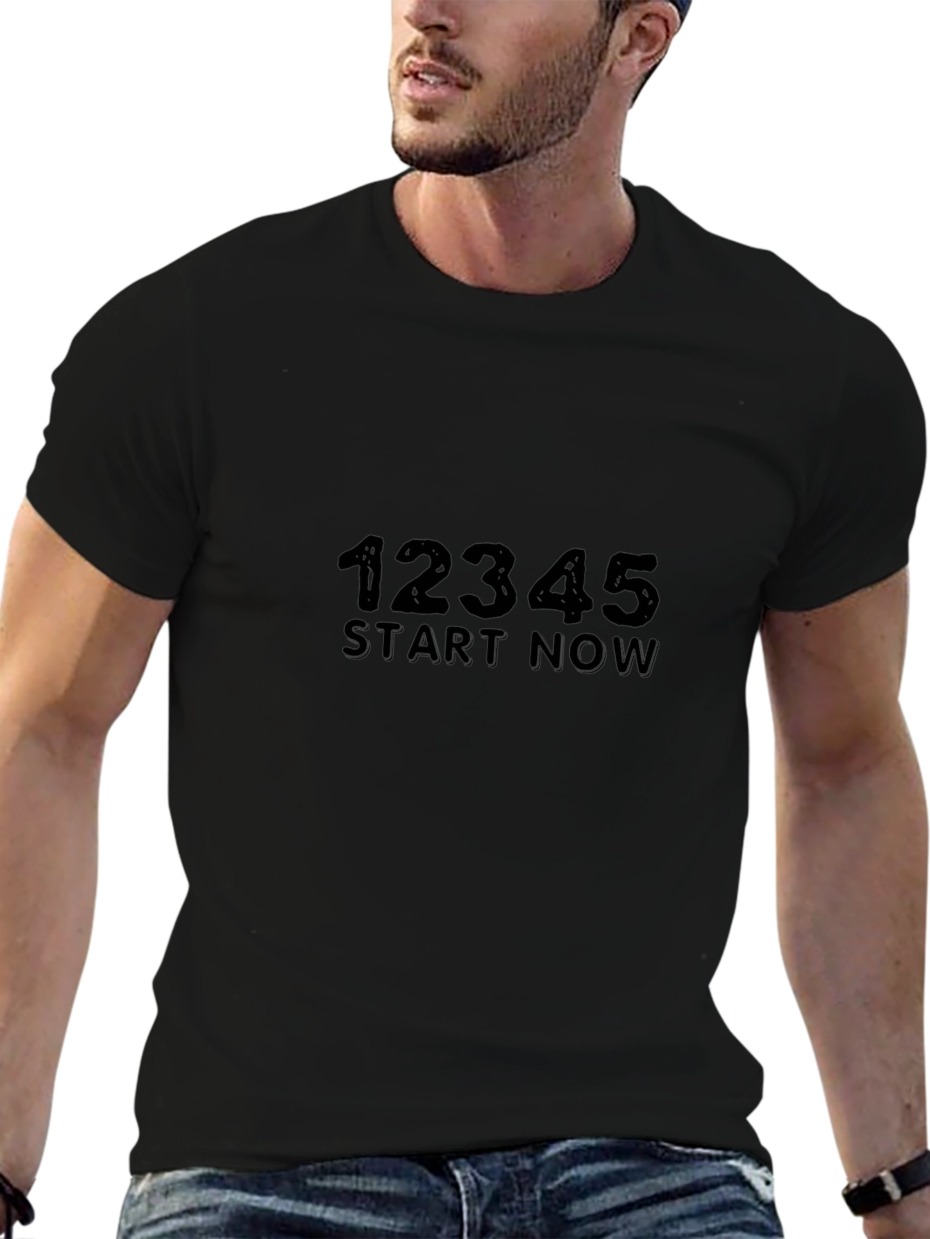 12345 Start Now Black T-Shirt