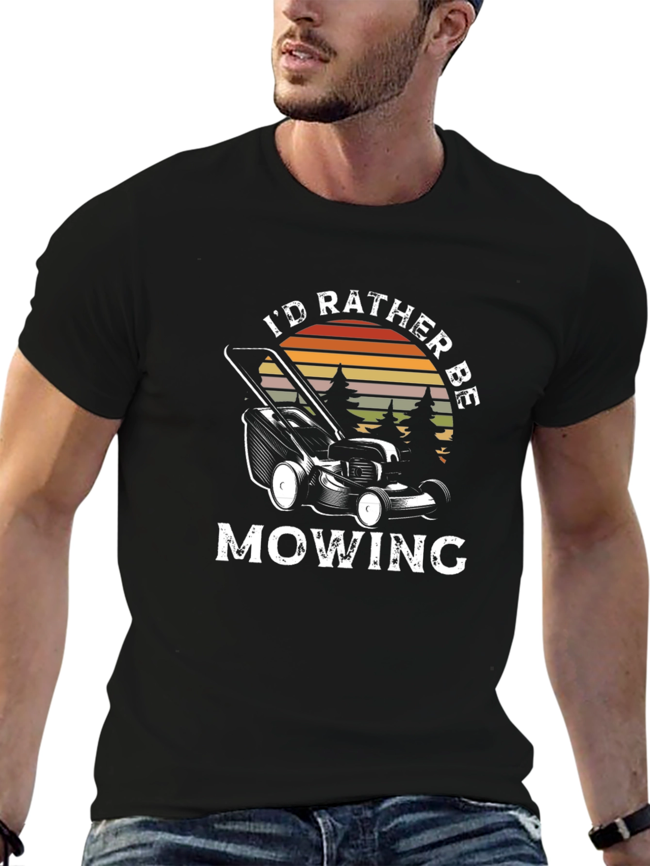 Id Rather Be Mowing Mens Black T-Shirt
