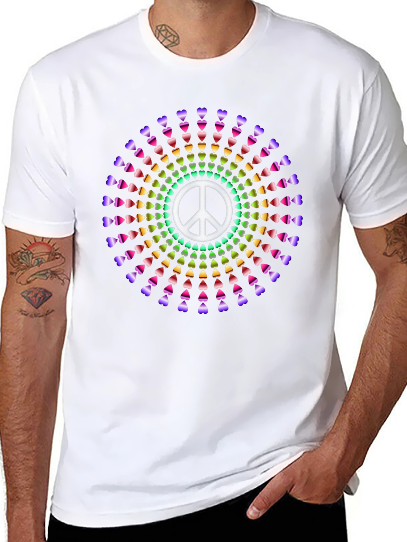 Peace Sign Rainbow Heart T-Shirt