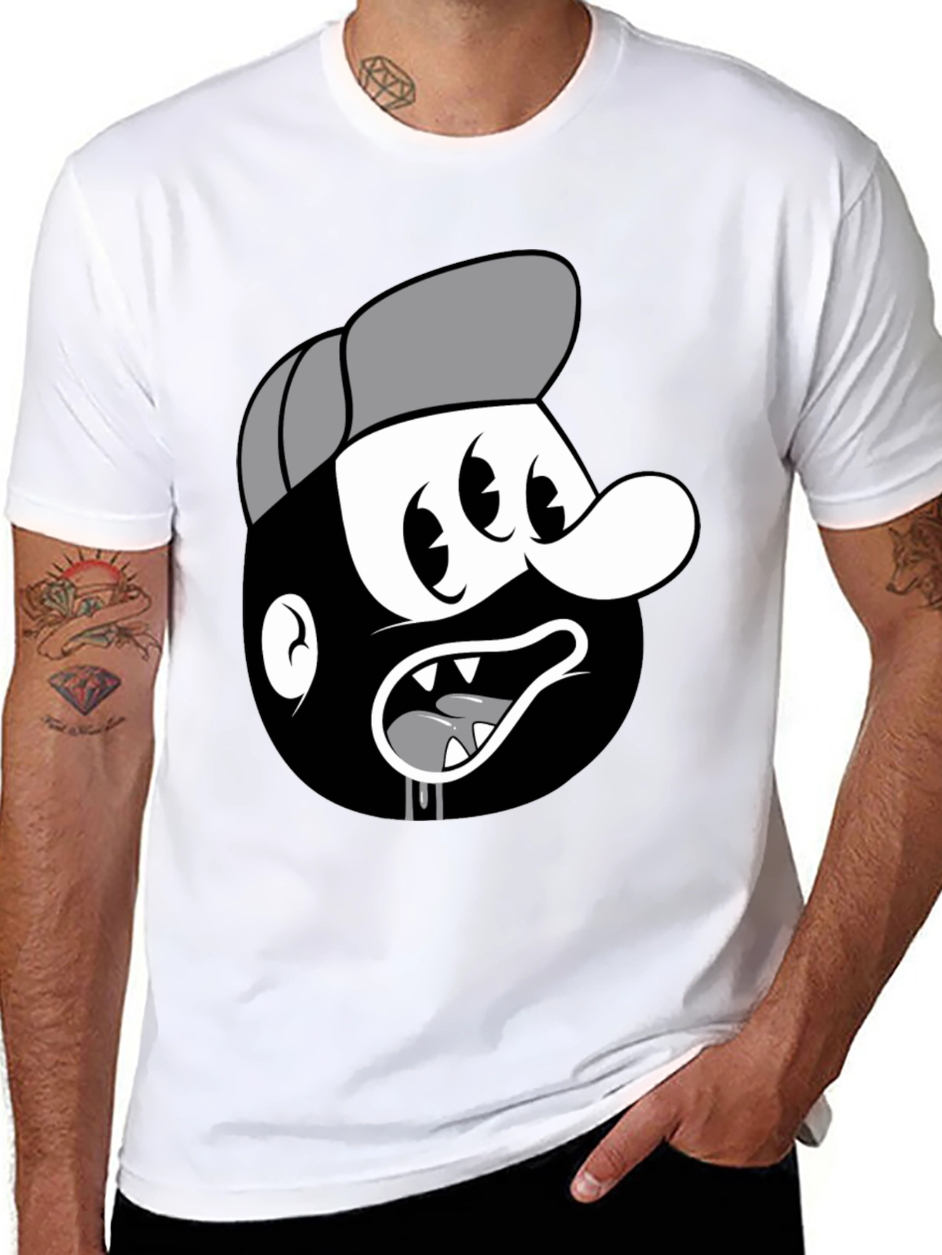 Cartoon Character Black T-Shirt