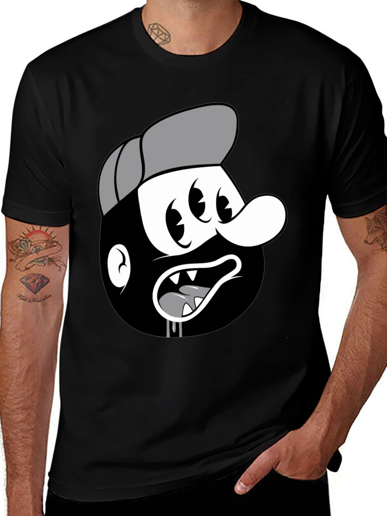 Cartoon Character Black T-Shirt