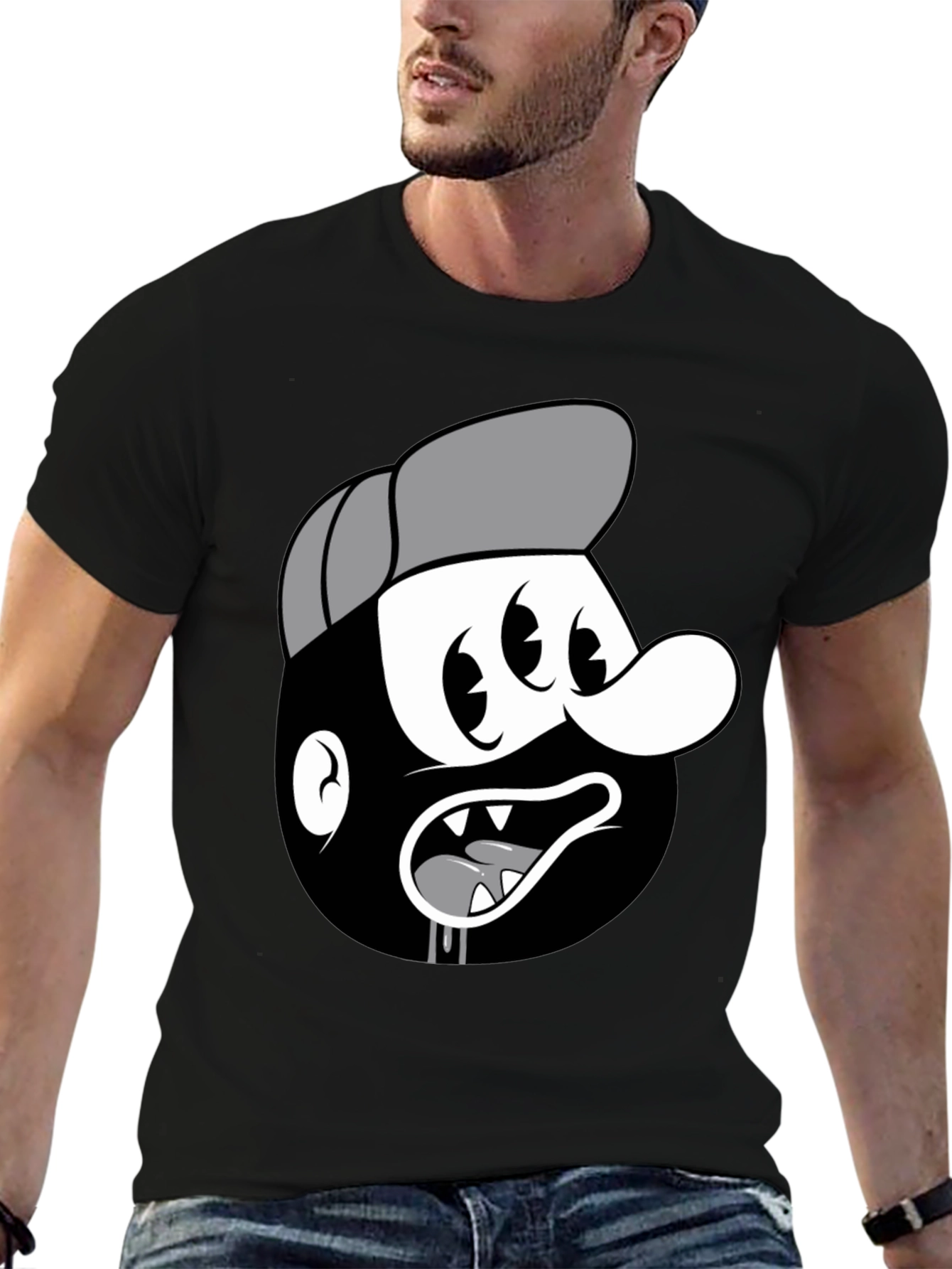 Cartoon Character Black T-Shirt