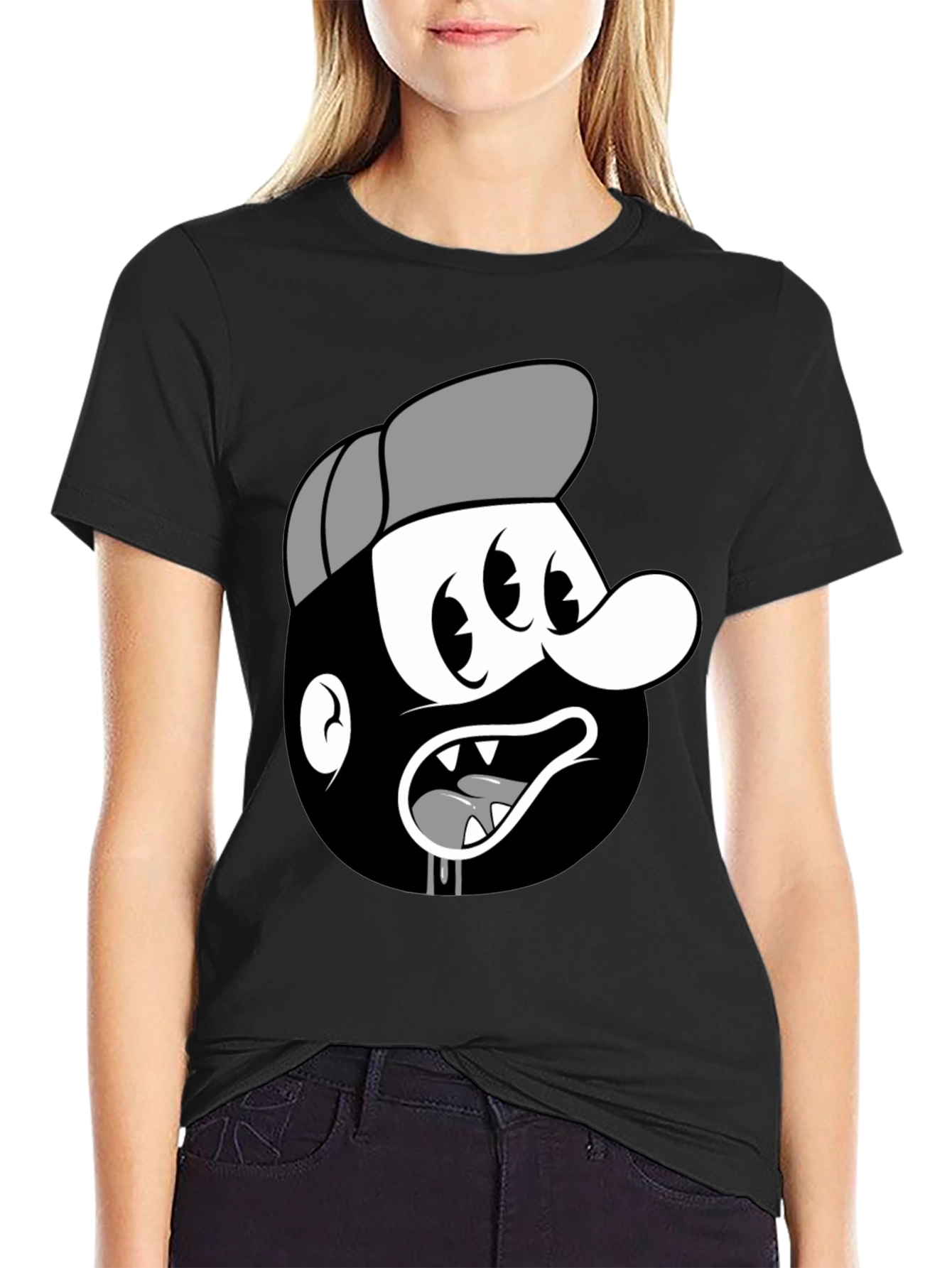 Cartoon Character Black T-Shirt