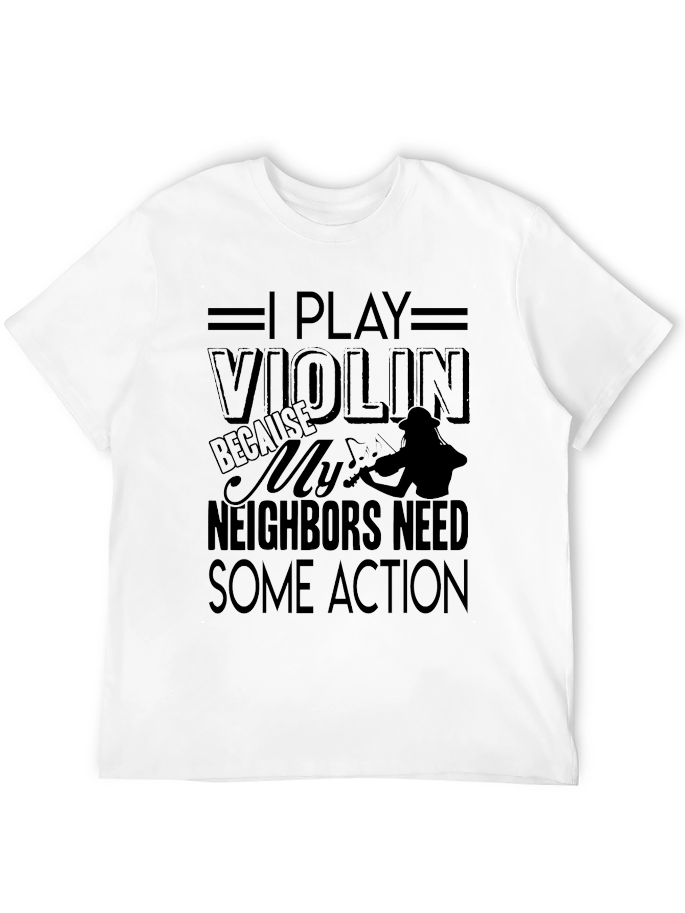I Play Violin Black Graphic T-Shirt Musician Tee