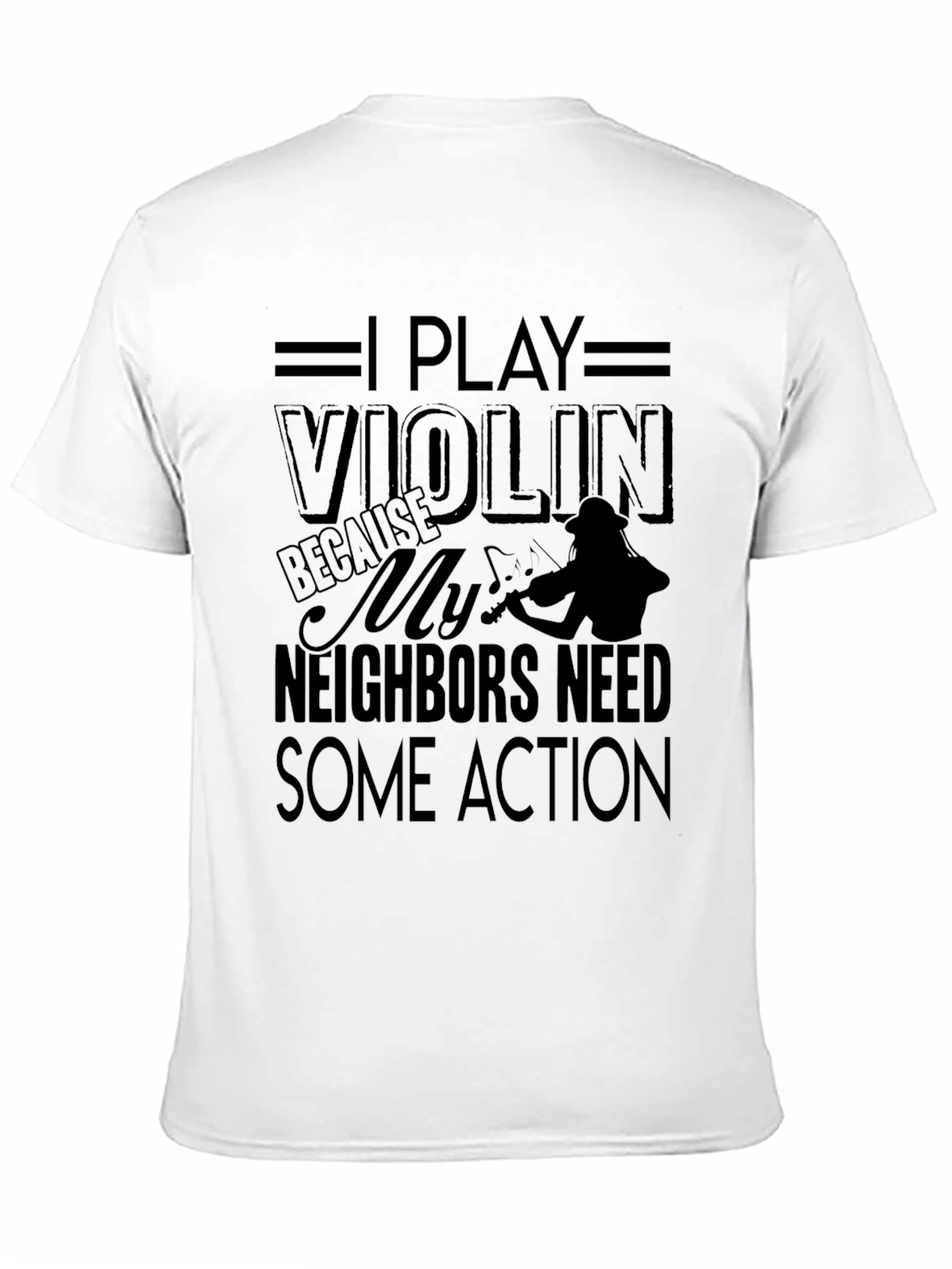 I Play Violin Black Graphic T-Shirt Musician Tee