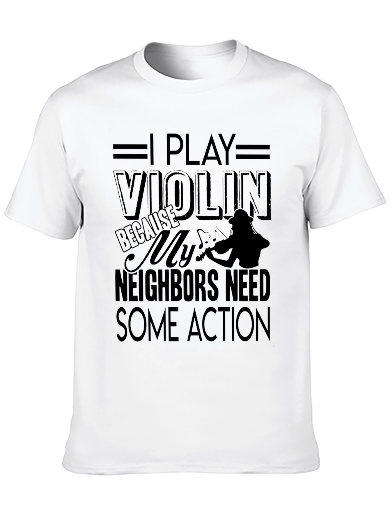 I Play Violin Black Graphic T-Shirt Musician Tee