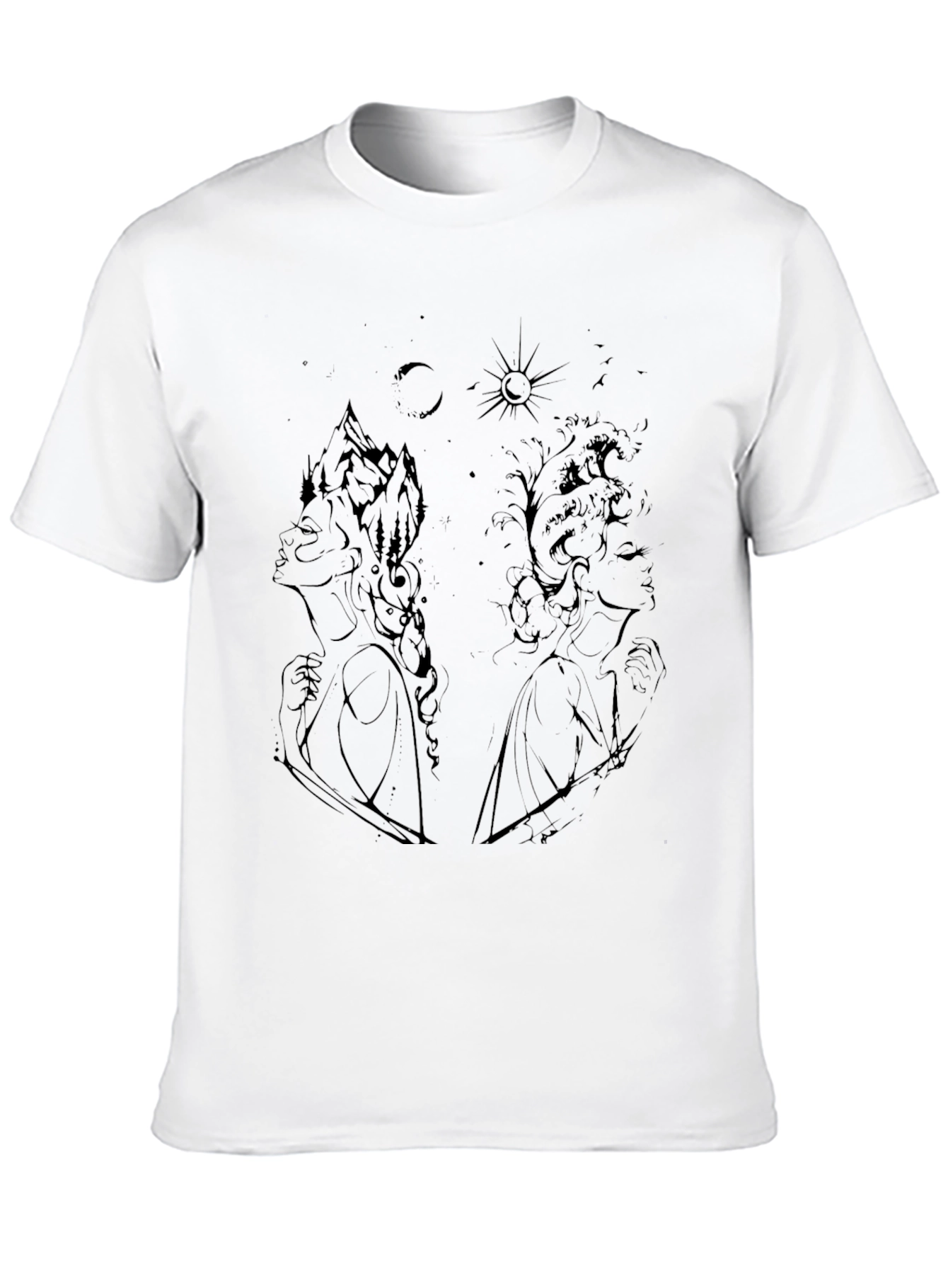 Abstract Silhouette Graphic Print Black T-Shirt