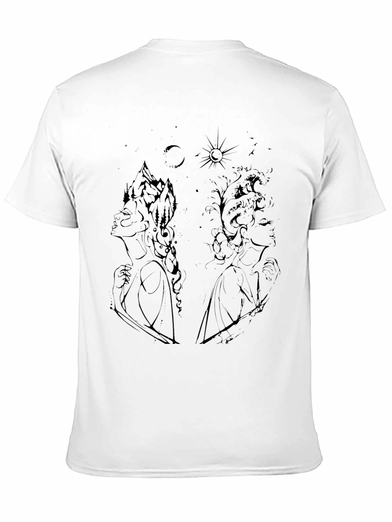 Abstract Silhouette Graphic Print Black T-Shirt
