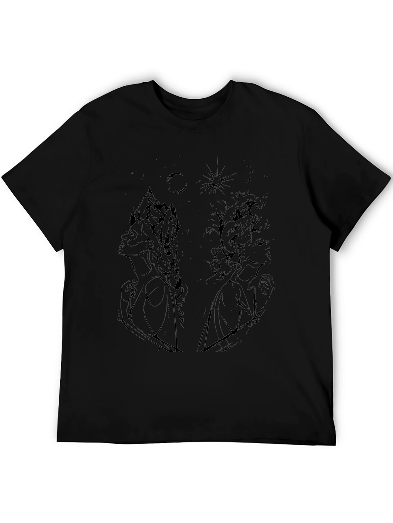 Abstract Silhouette Graphic Print Black T-Shirt