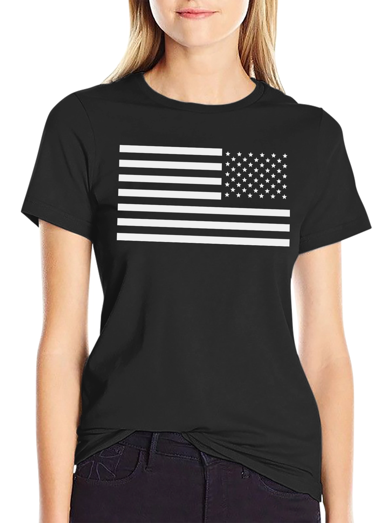 American Flag Graphic Black T-Shirt
