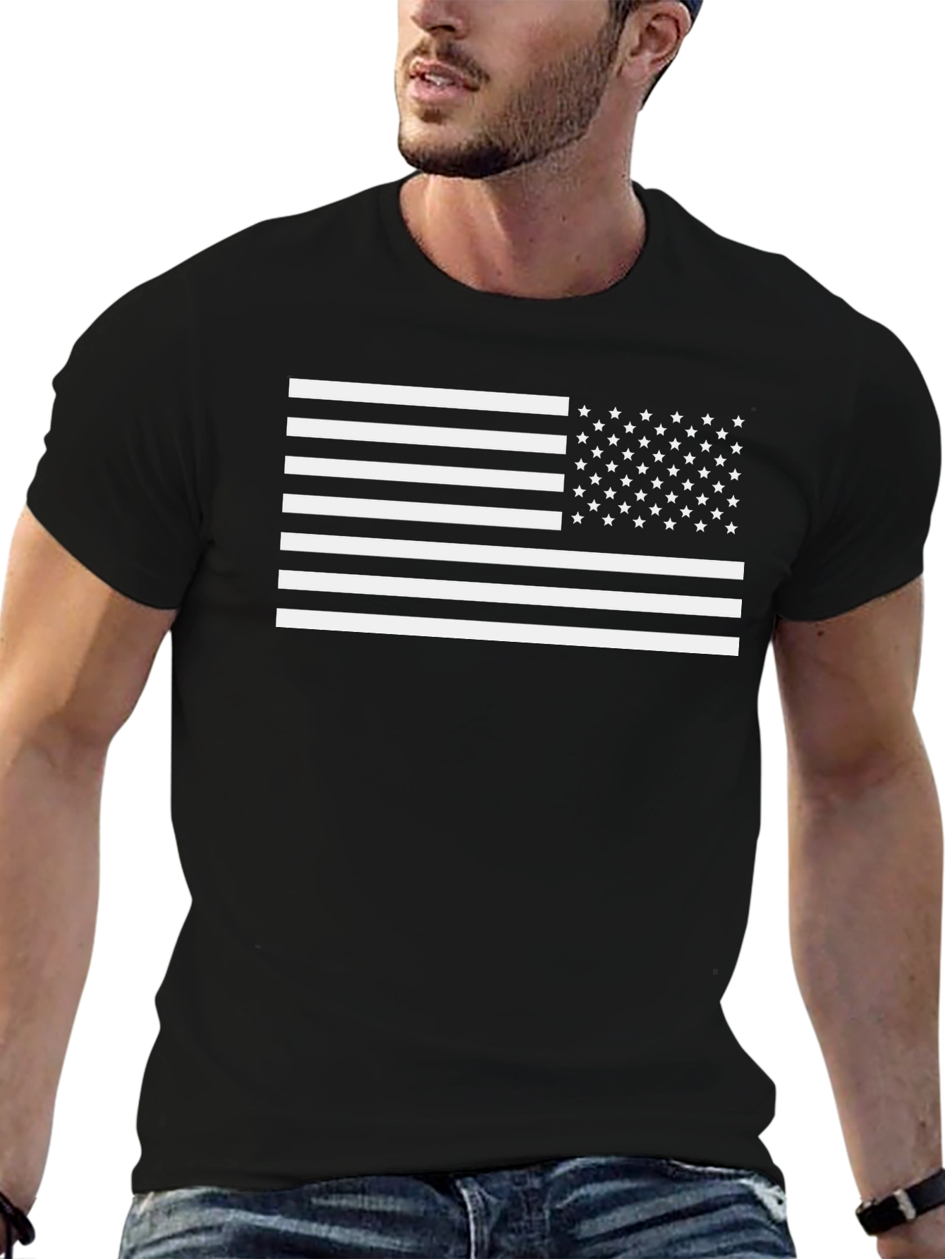 American Flag Graphic Black T-Shirt
