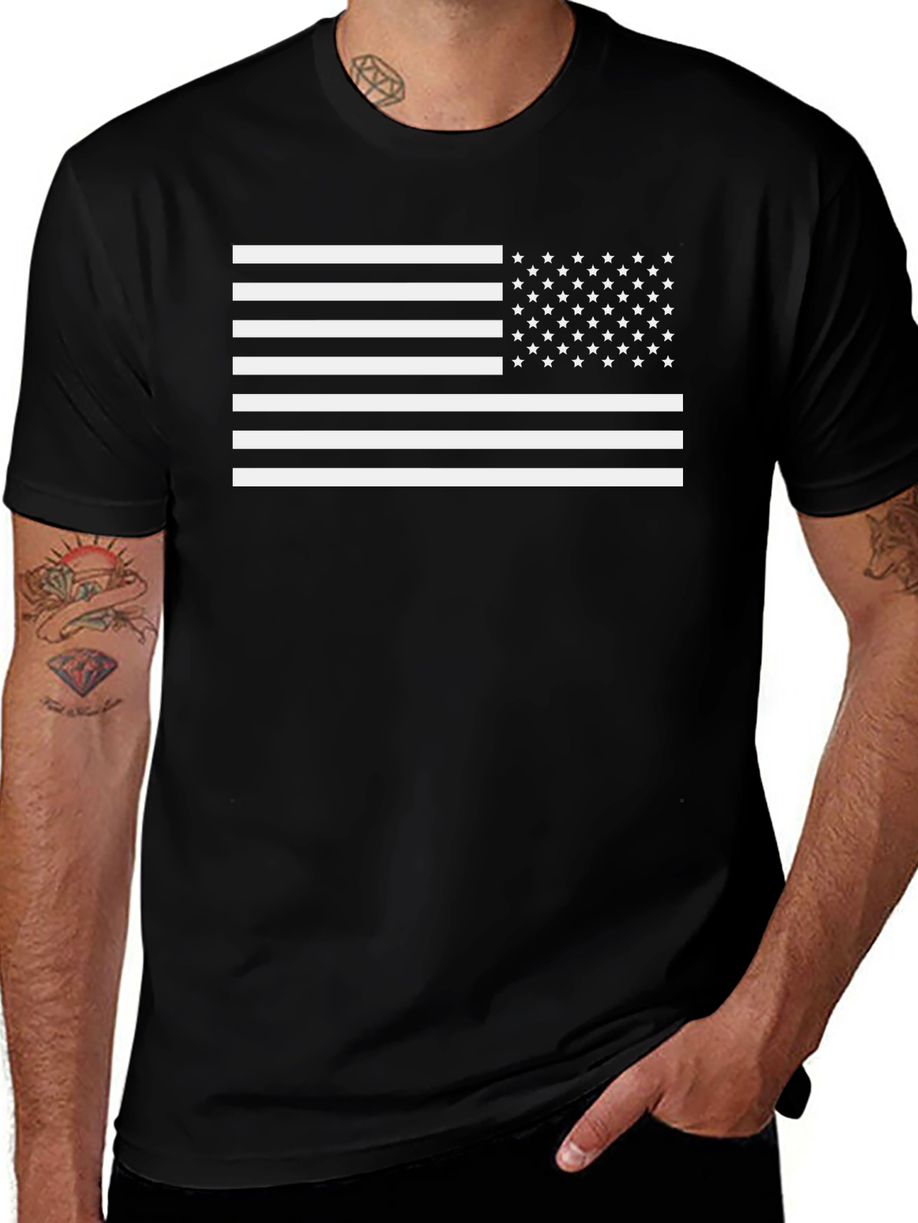 American Flag Graphic Black T-Shirt
