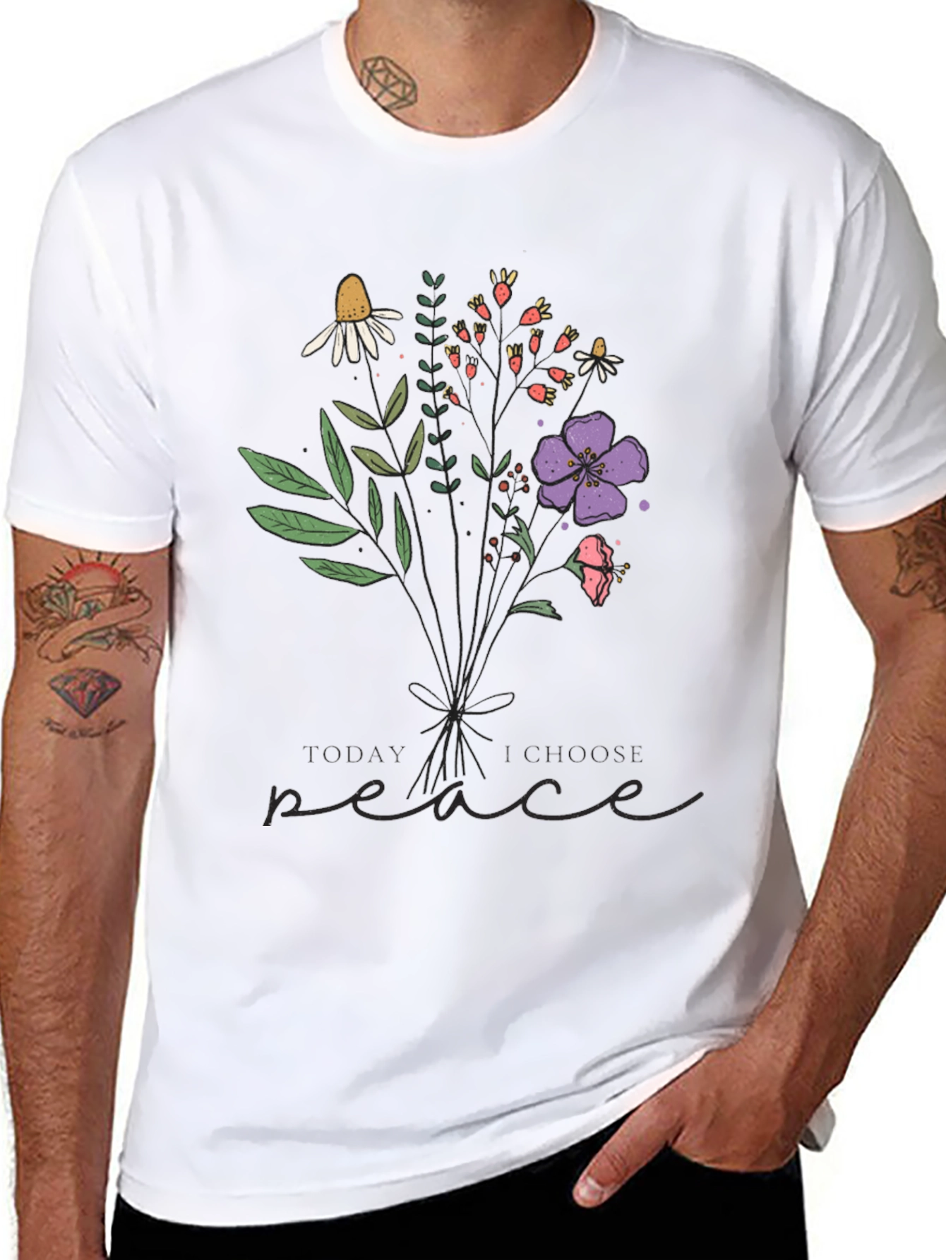 Choose Peace Floral Graphic T-Shirt