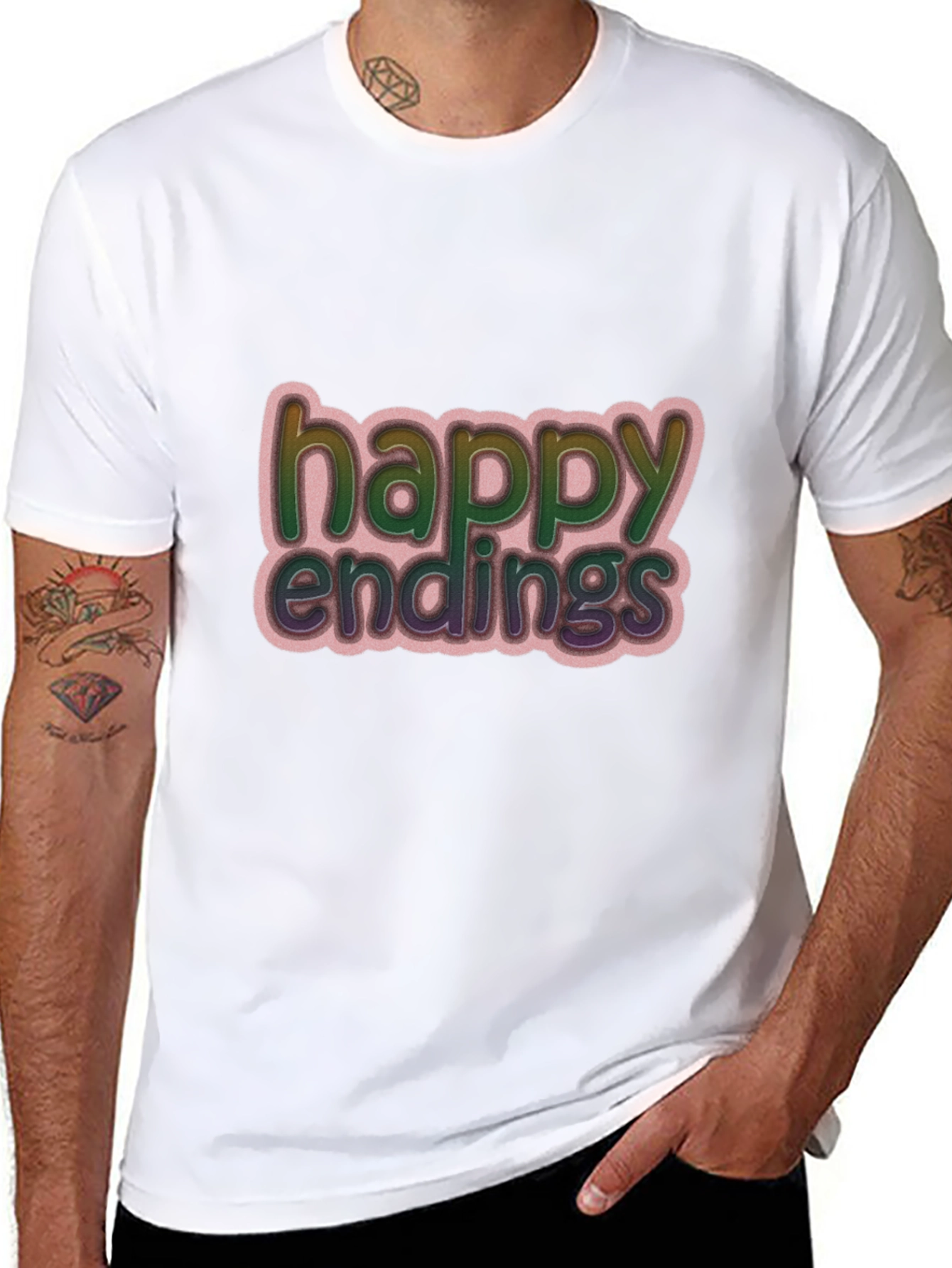Happy Endings Graphic Print Black T-Shirt