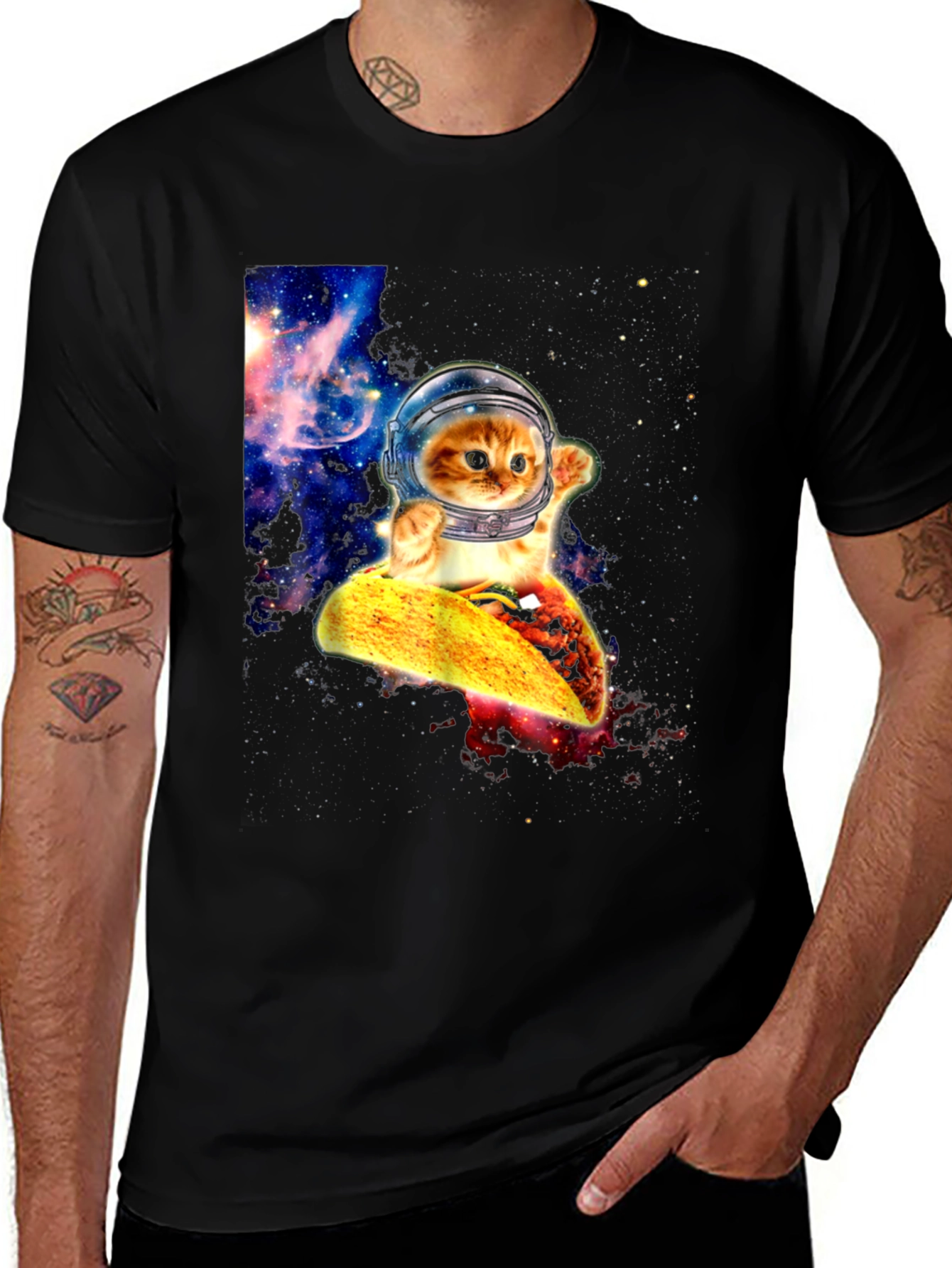 Astronaut Cat Taco Galaxy T-Shirt